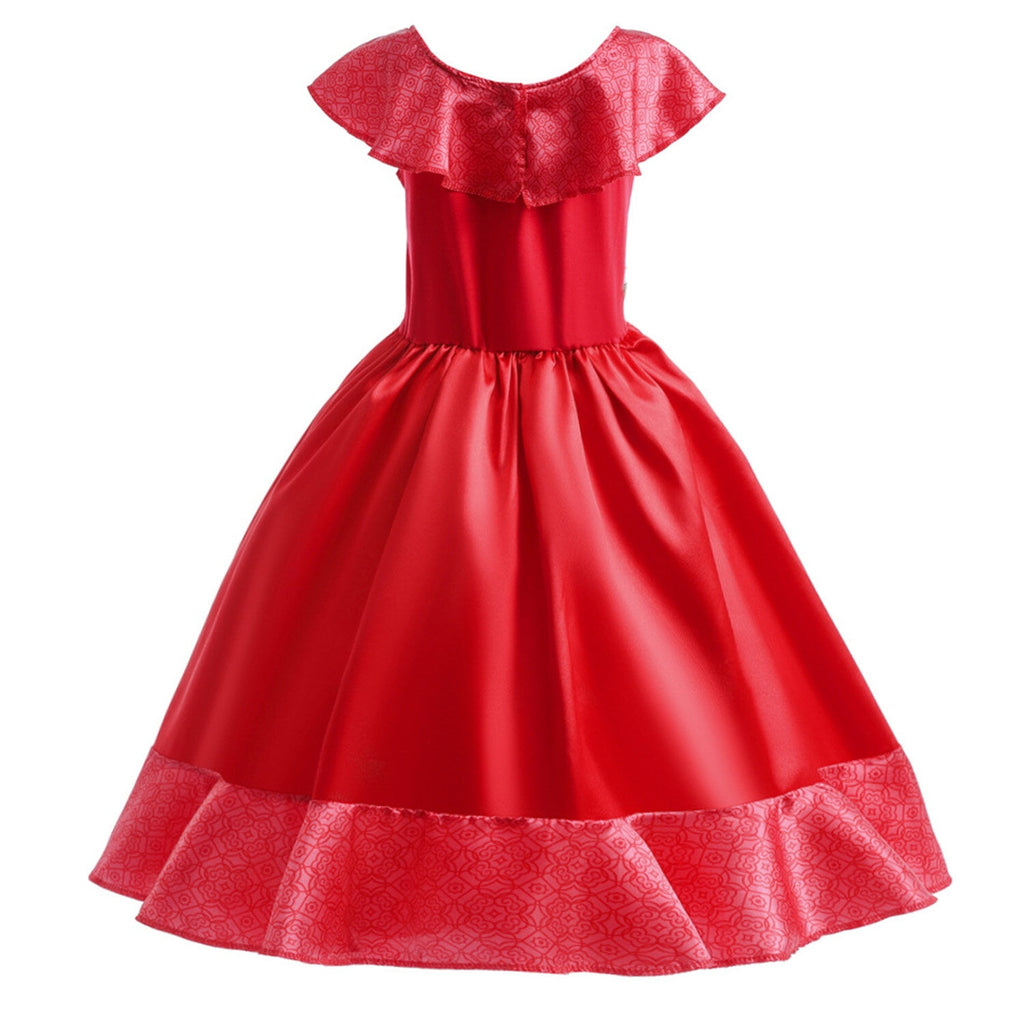  Girls Princess Red Dress Birthday Halloween Party Fancy-Dress Costume for Kids 2-12 Years