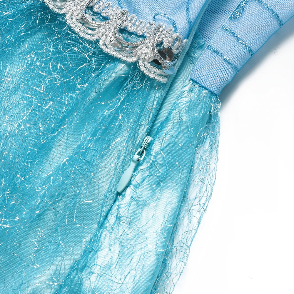 MAVLLY Princess Costume for Girls Cosplay Dress Bling Synthetic Crystal Bodice Snow Queen Princess Party Dress Fancy Children Clothes with Accessories Set 8 (2-12T)