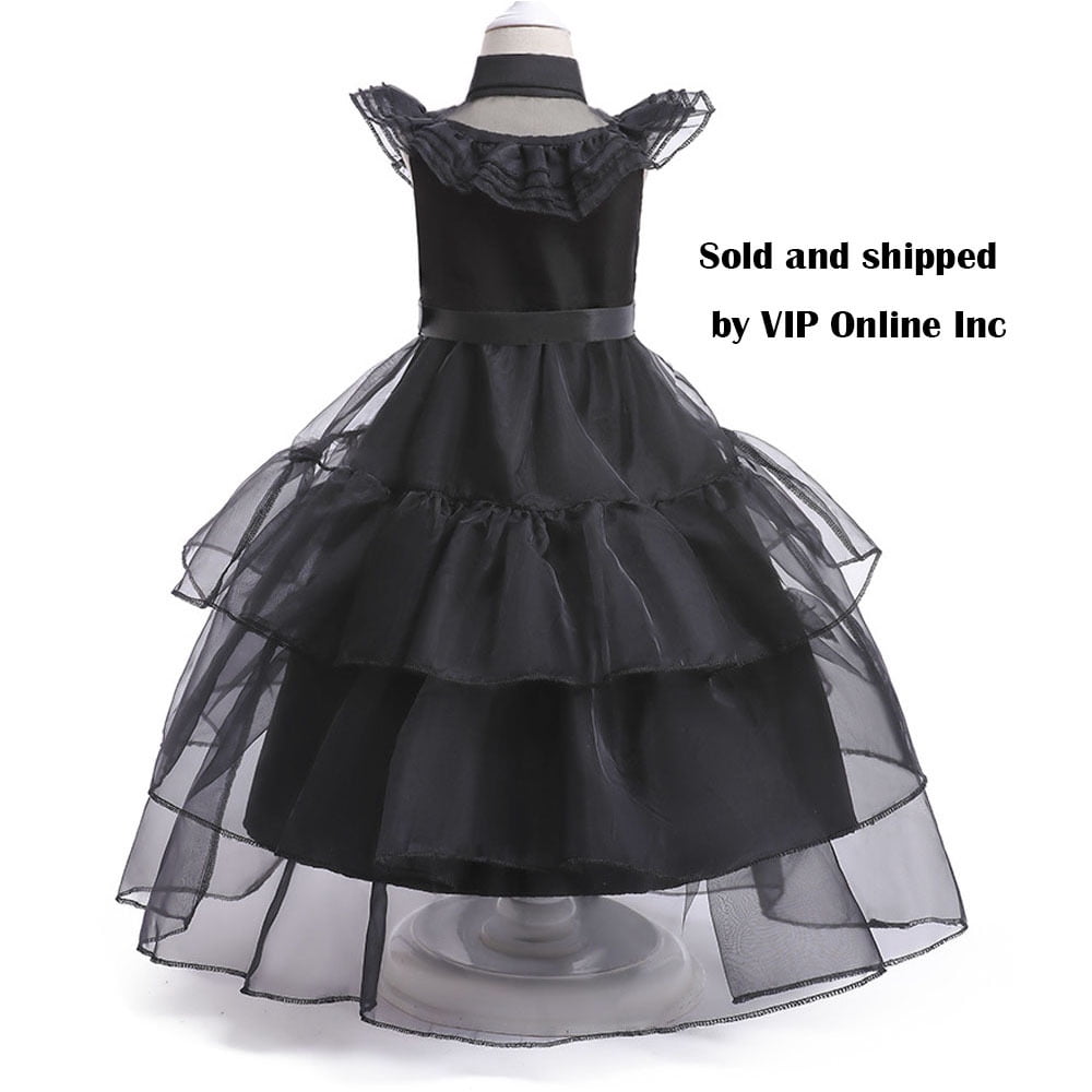 Girls Wednesday Addams Costumes Dress Kids Halloween Cosplay Party Outfit