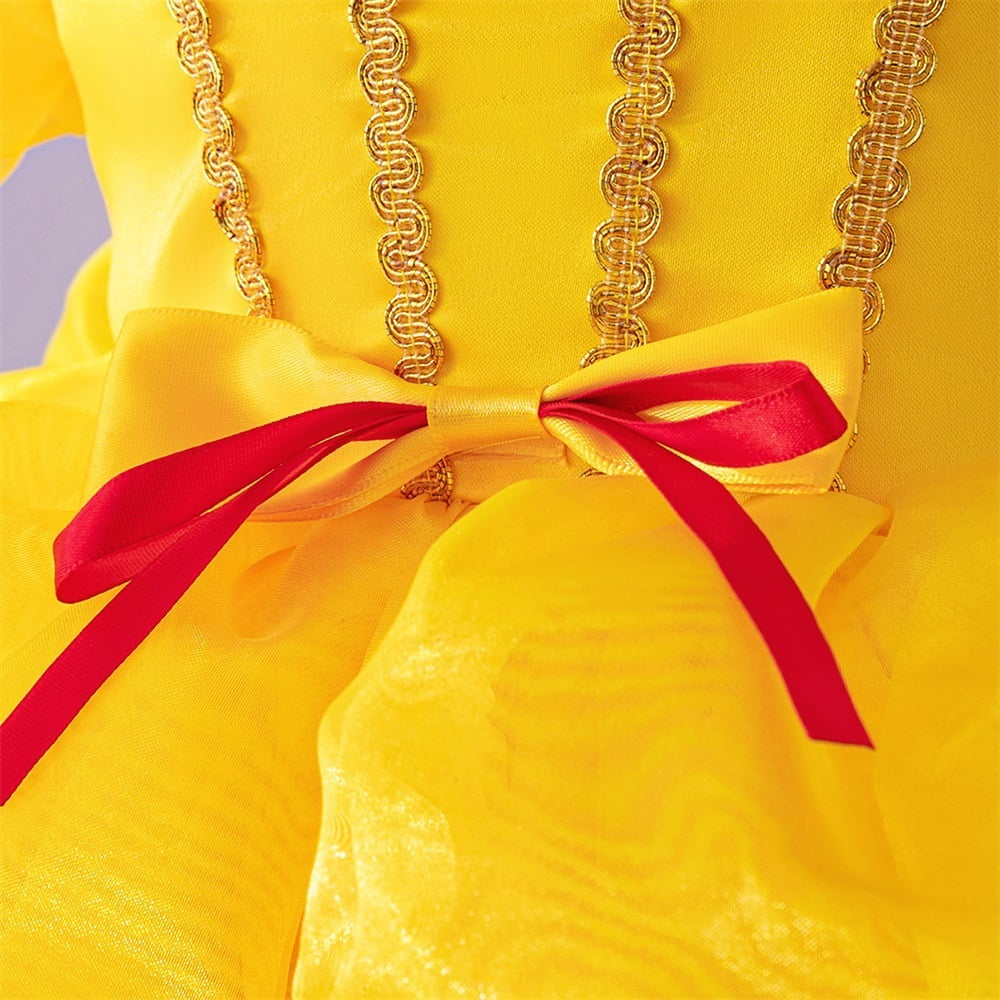 Princess Yellow Costume for Baby Girls Halloween Cosplay Party Outfit, Size 9-12M