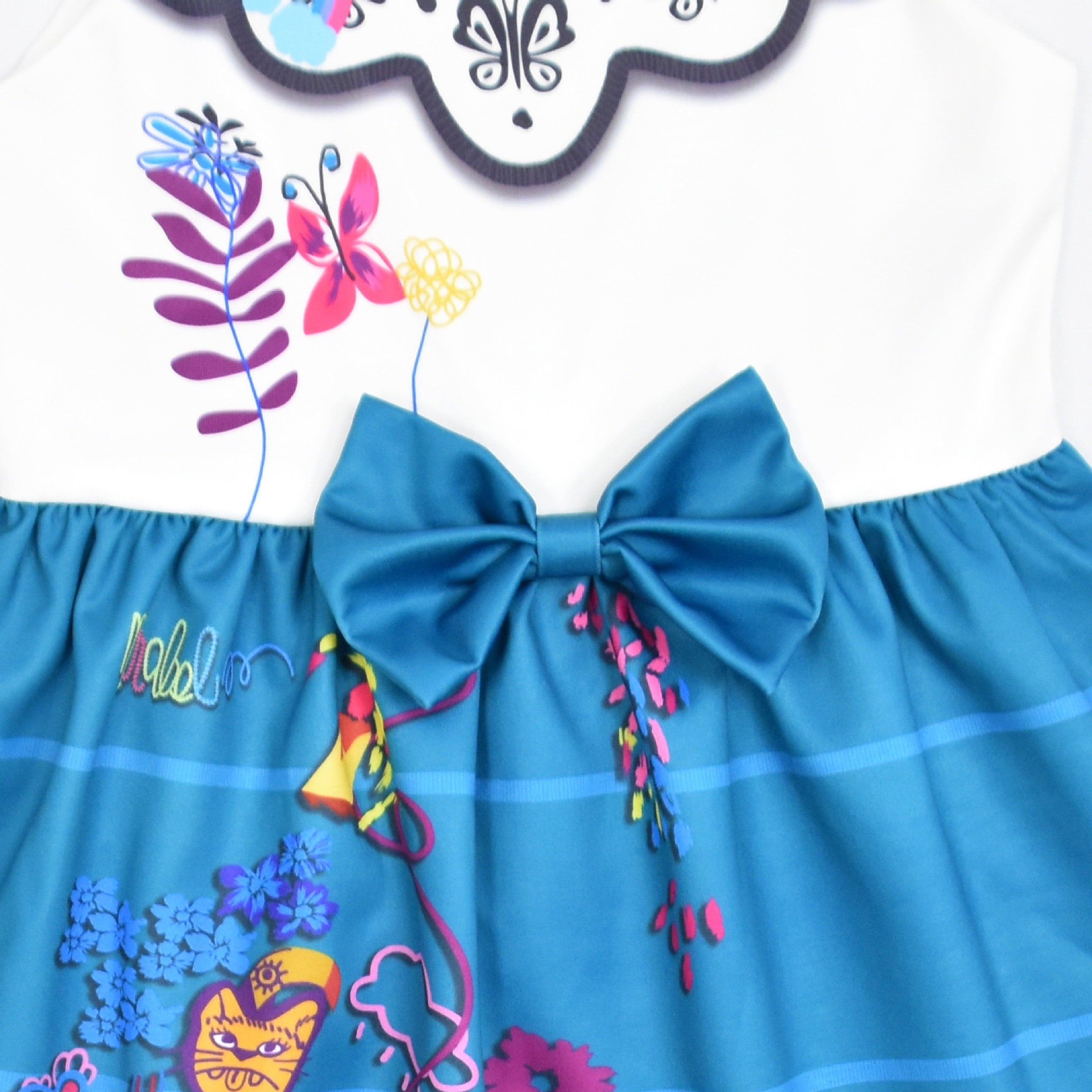 Little Girls Sleeveless Bowknot Print Princess Dress
