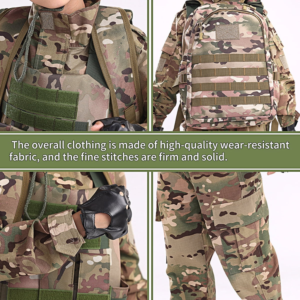 Children's Army Special Forces uniforms, children's camouflage uniforms, helmets, backpacks, and boy soldier Halloween role-play costumes