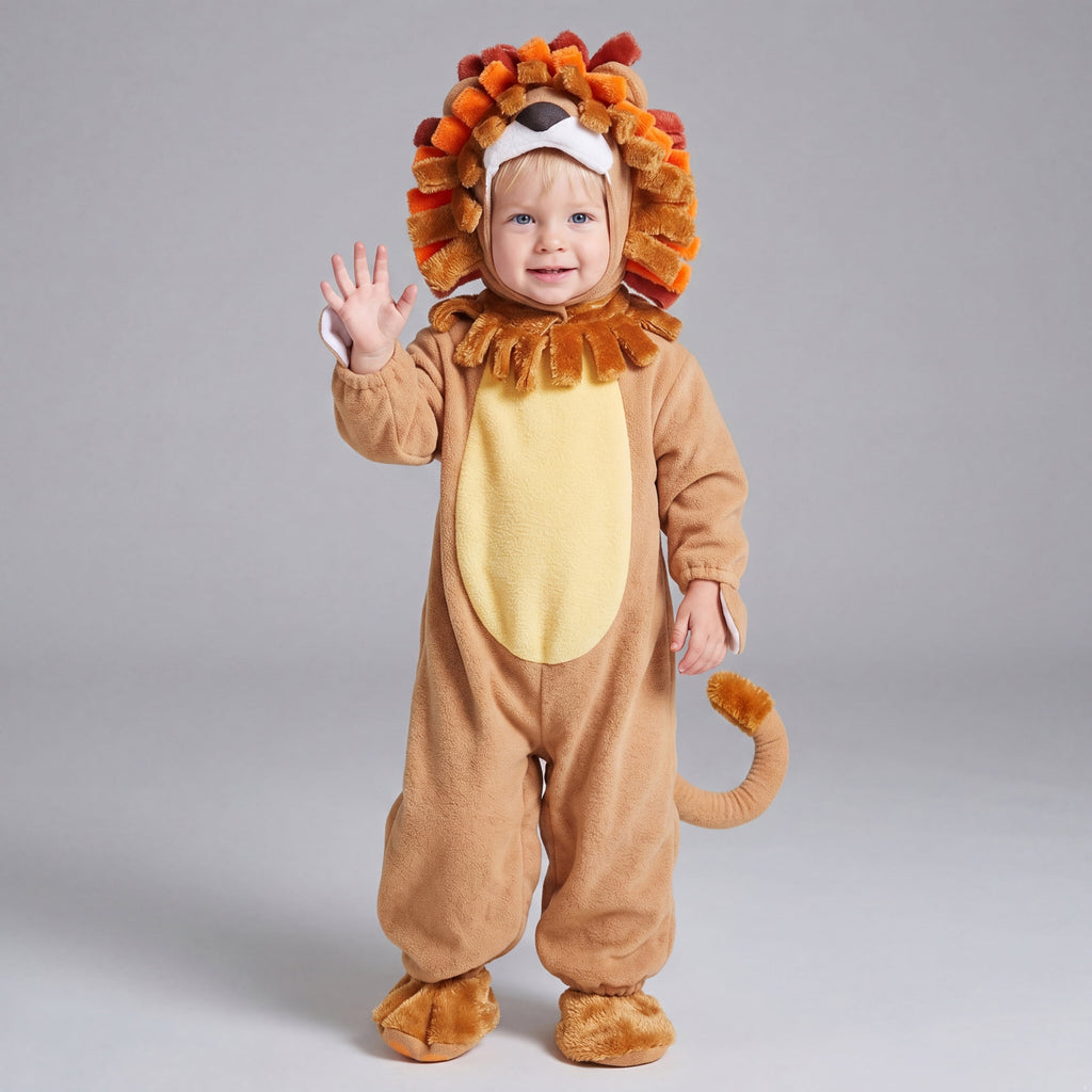  Baby Lion Costume with Toy Zebra for Infant, Halloween Animal Themed Party Role Playing Cosplay 18-24 Months