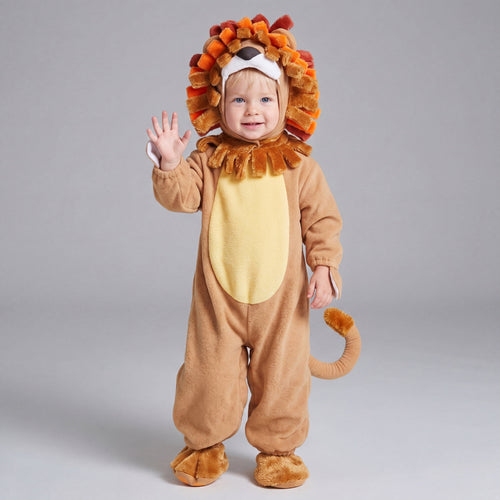  Baby Lion Costume with Toy Zebra for Infant, Halloween Animal Themed Party Role Playing Cosplay 18-24 Months