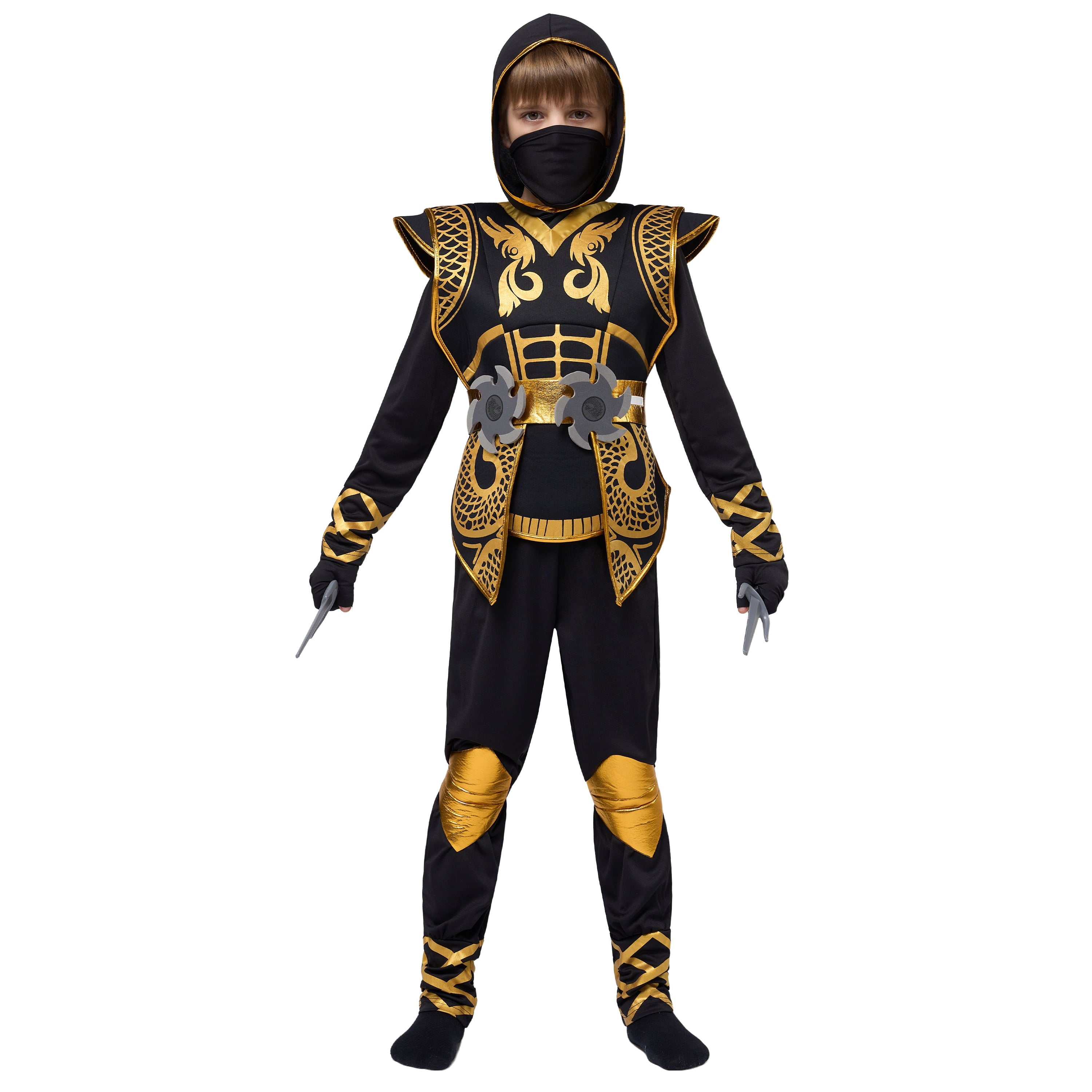  Kids Golden Ninja Costume for Toddler Boys Halloween Dress Up Age Up to 12 Years