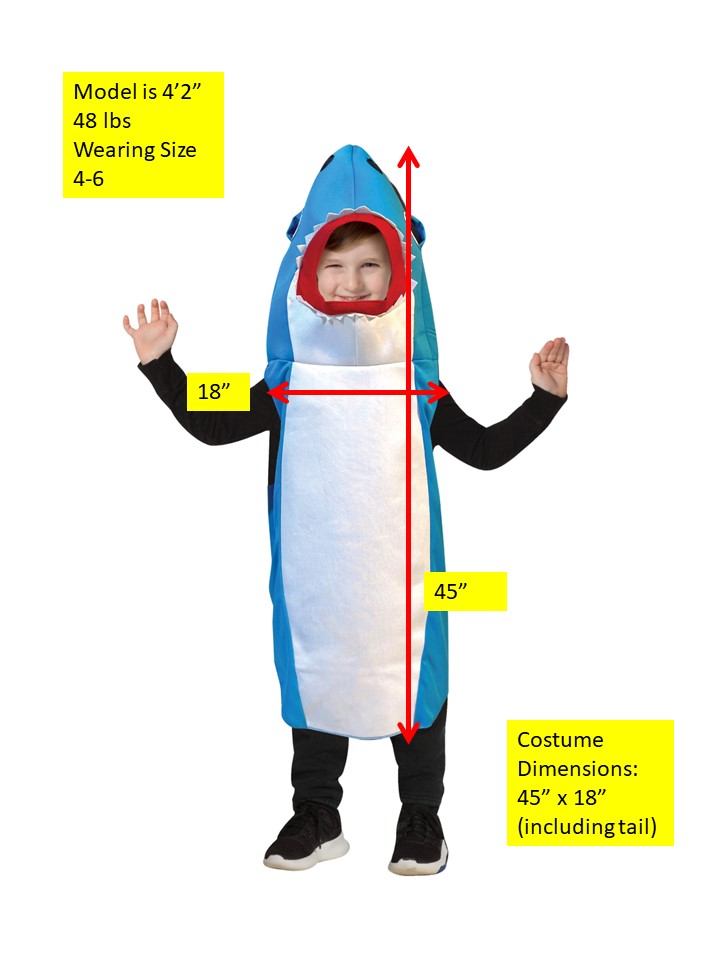  Ultimate Blue Shark Kids Party Dress Up Halloween Costume, Child Size 4-6