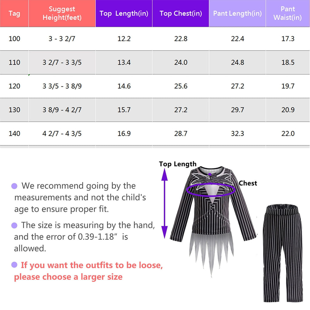 Kids Gothic Skeleton Costume Set 2PC Halloween Christmas Cosplay Outfit Black Striped Tuxedo Role Play Dress Up for Boys Girls Toddlers