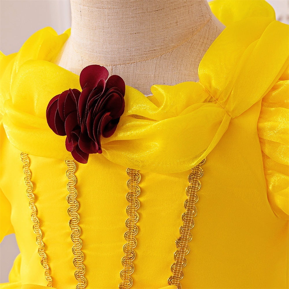 Princess Yellow Costume for Baby Girls Halloween Cosplay Party Outfit, Size 9-12M