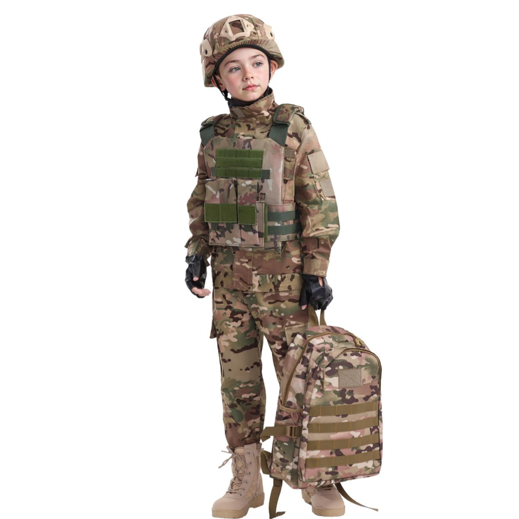Children's Army Special Forces uniforms, children's camouflage uniforms, helmets, backpacks, and boy soldier Halloween role-play costumes