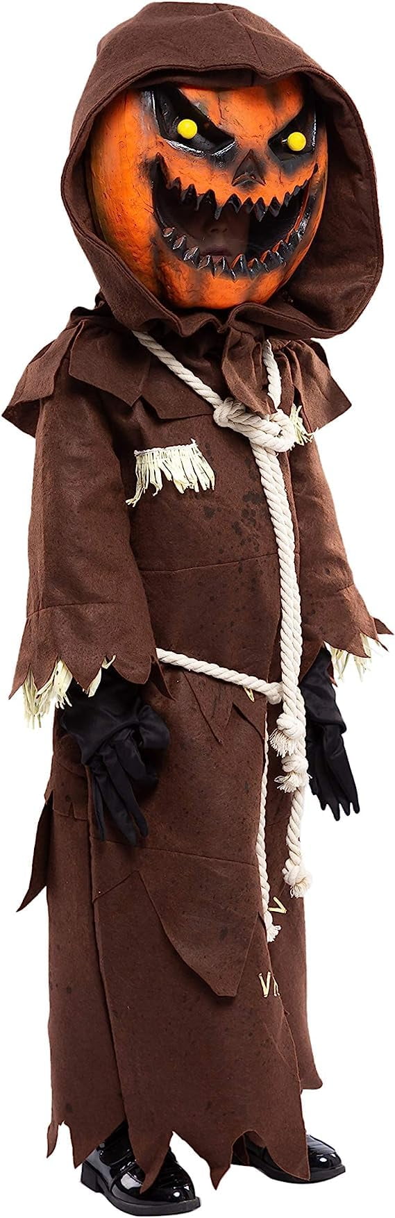  Scary Scarecrow Pumpkin Costume for Kids, Pumpkin Costume for Boys, Scarecrow Halloween Costume with Pumpkin Mask for Toddler Halloween Fancy Dress Cosplay 5-10 Years