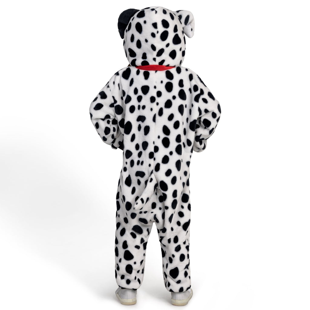  Dalmatian Costume for Kids, White Black Puppy Zip-Up Jumpsuit for Halloween Trick or Treat Party, Ages 5-12