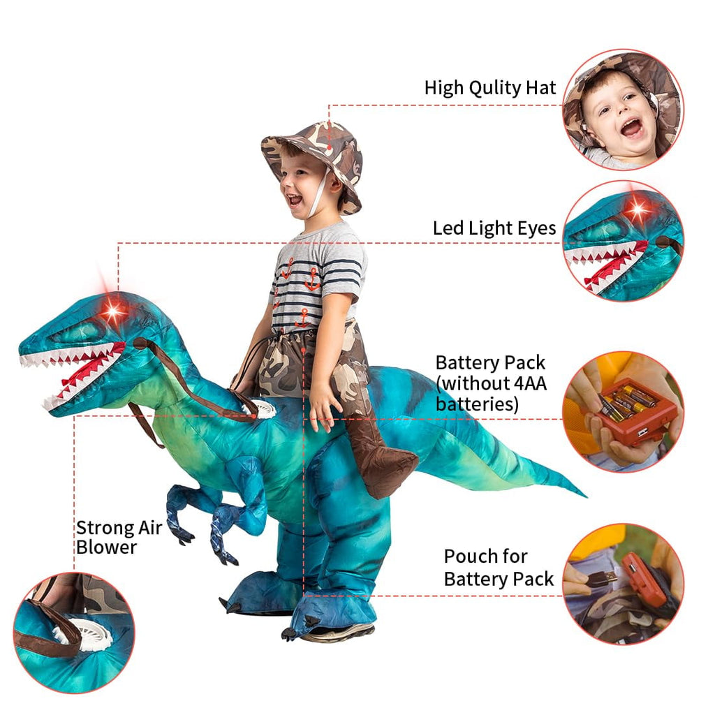  36 inch Inflatable Dinosaur Costume for Kids, Funny Halloween Costumes for Boys Girls Kids Inflatable Costume, Blow Up Dinosaur Costume for Halloween Party Cosplay
