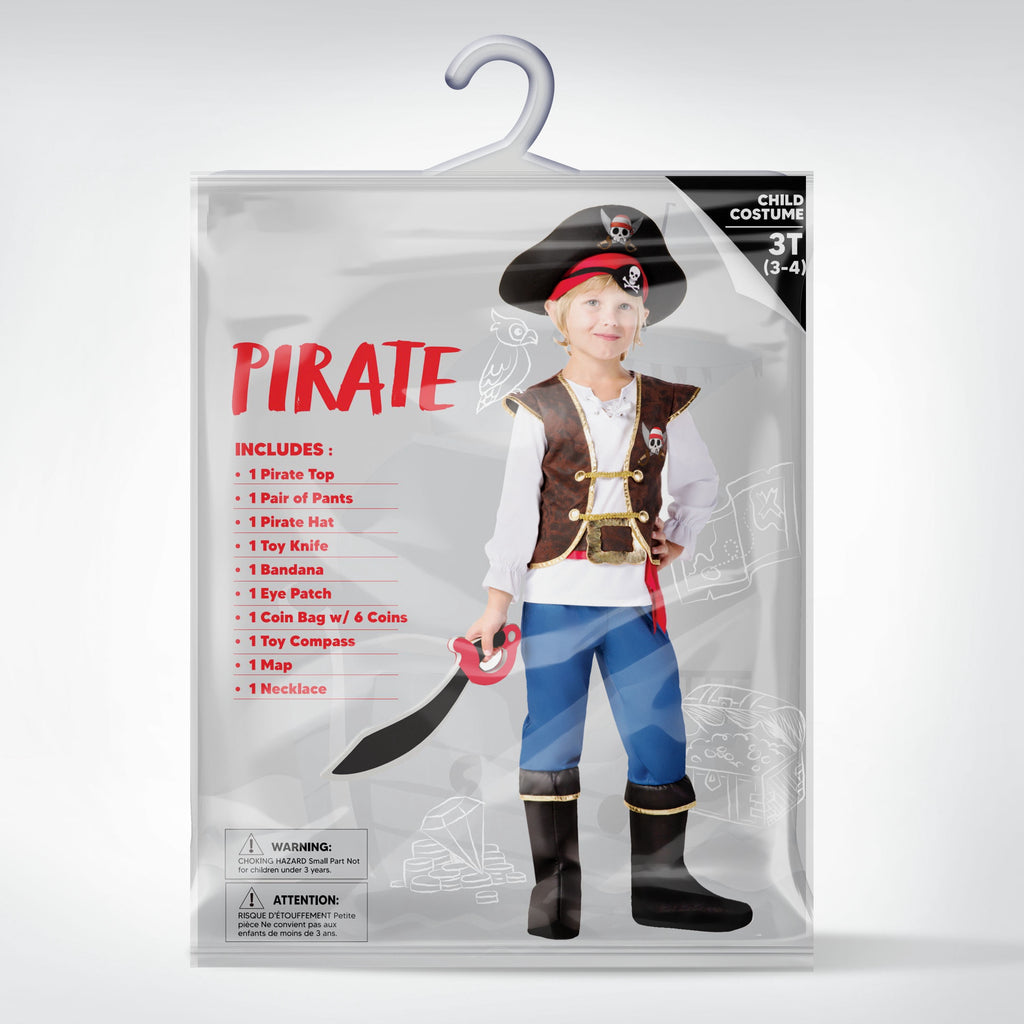  Halloween Pirate Costume for Kids, Boys Pirate Costume Set, Pirate Accessories Costume for Toddler Themed Party Cosplay Dress Up