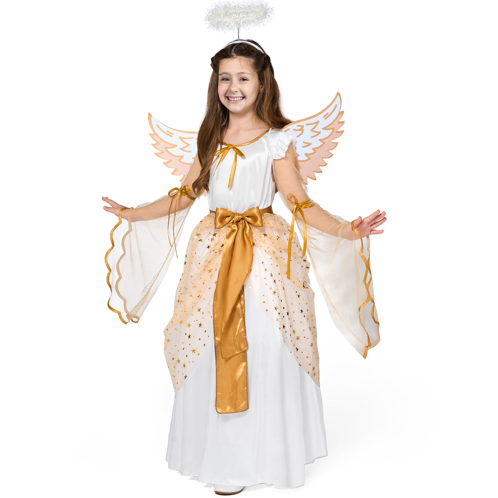  Halloween Angel Costume for Girls, Angel Dress for Kids, Guardian Angel Set for Halloween Costumes Themed Party Cosplay