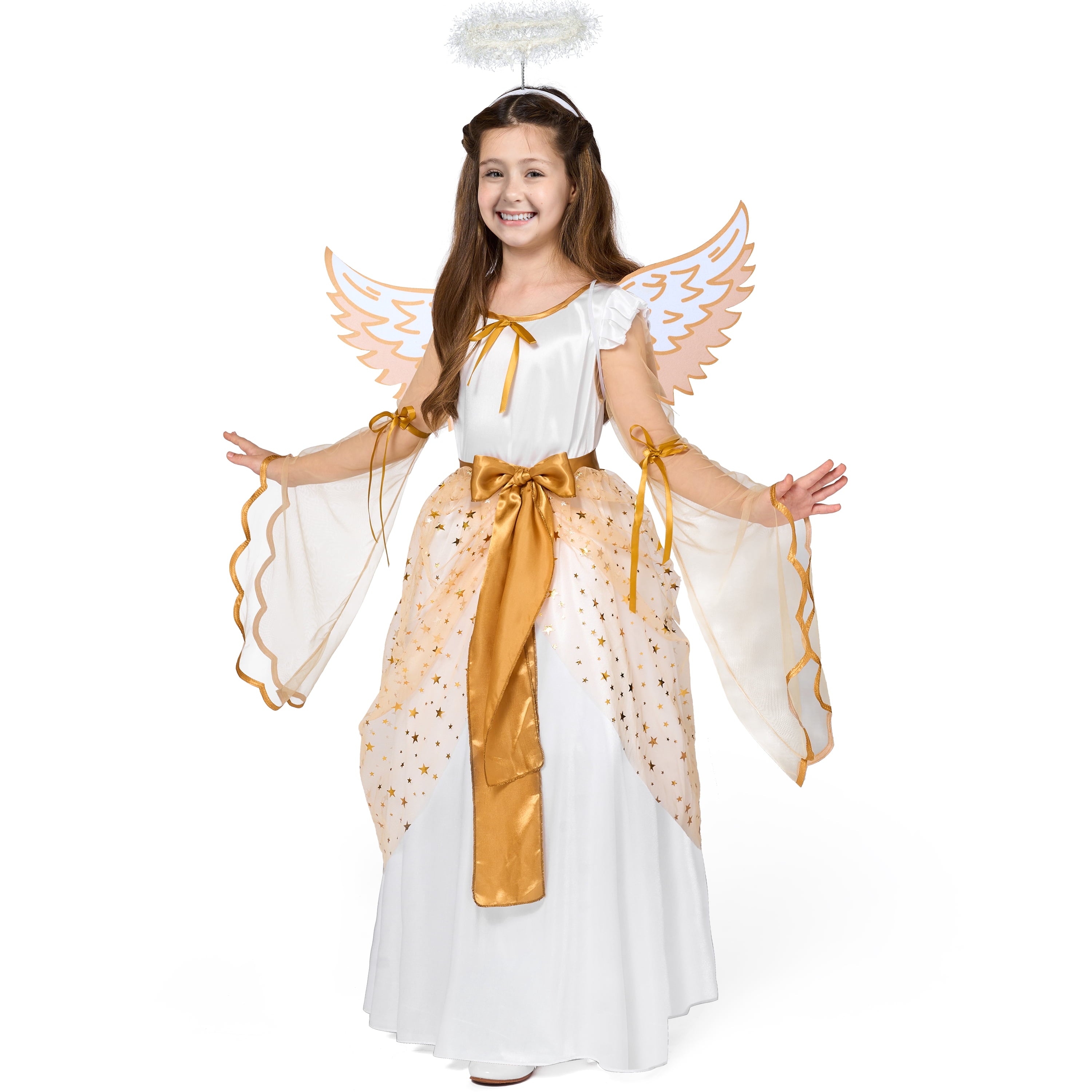  Halloween Angel Costume for Girls, Angel Dress for Kids, Guardian Angel Set for Halloween Costumes Themed Party Cosplay