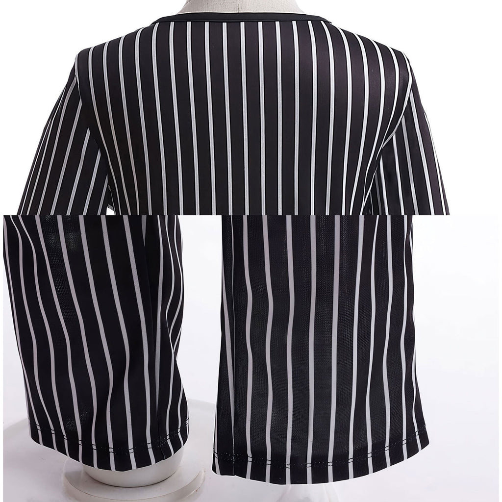 Kids Gothic Skeleton Costume Set 2PC Halloween Christmas Cosplay Outfit Black Striped Tuxedo Role Play Dress Up for Boys Girls Toddlers