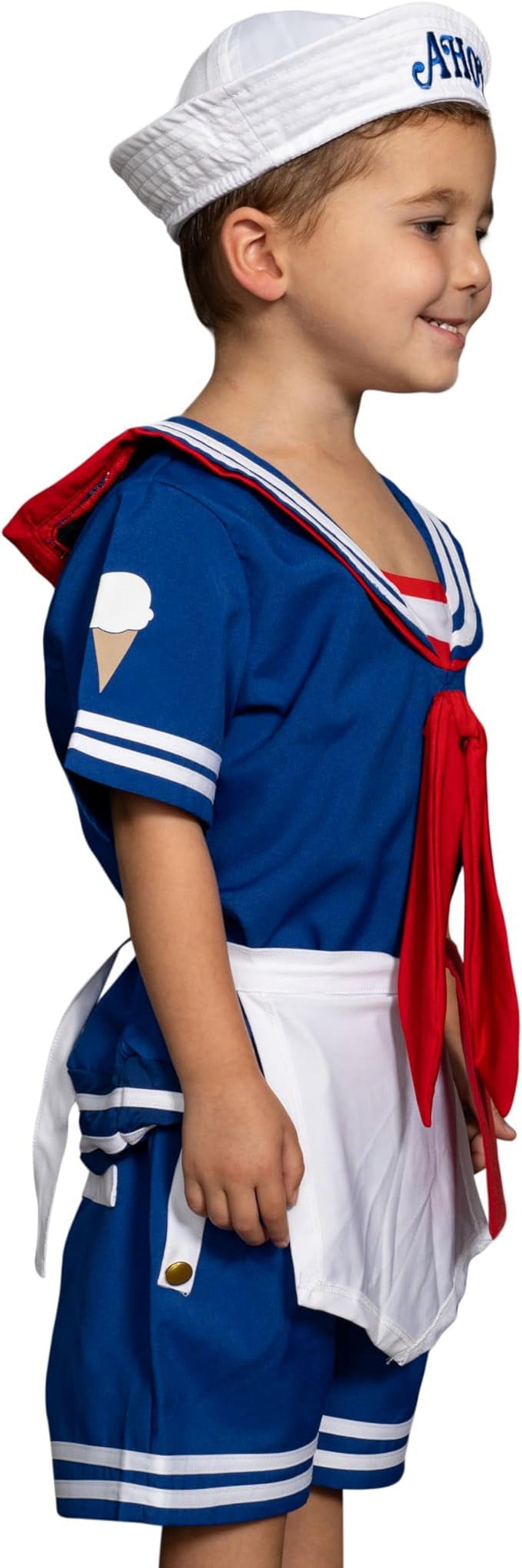 Scoops Ahoy Ice Cream Shop Sailor Kids Costume Set Children Halloween Cosplay (10/12)
