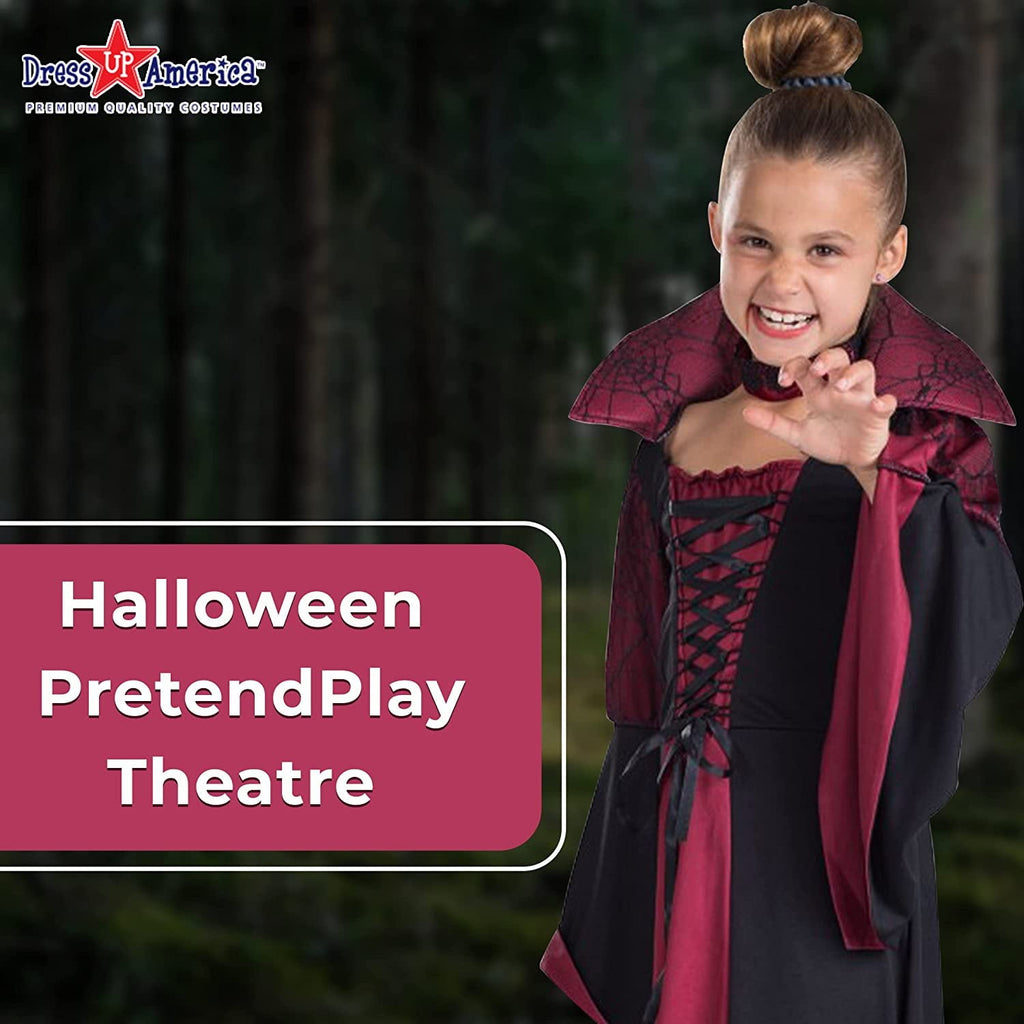 Dress-Up-America Vampiress Costume for Kids - Girls Vampire Costume - Red Halloween Dress