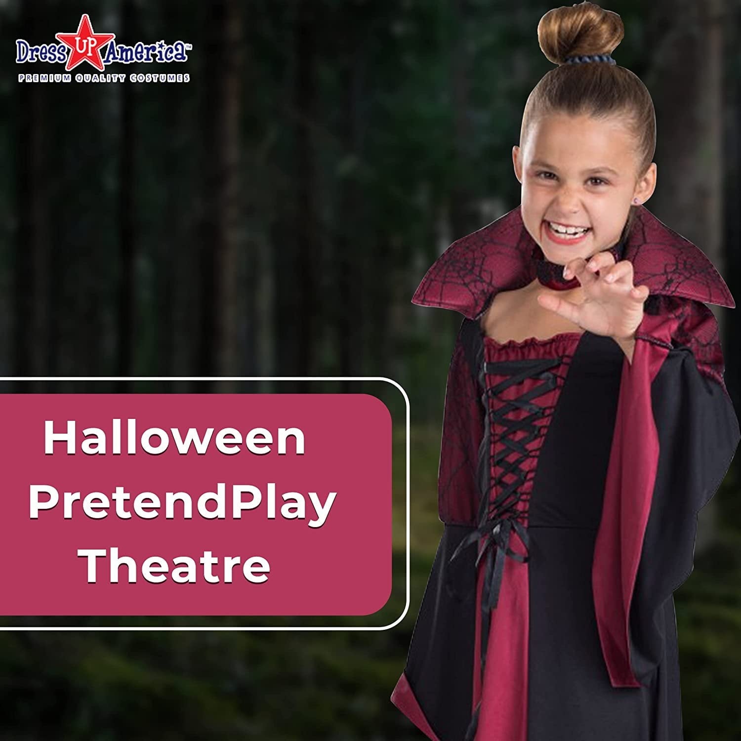 Dress-Up-America Vampiress Costume for Kids - Girls Vampire Costume - Red Halloween Dress