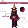 Dress-Up-America Vampiress Costume for Kids - Girls Vampire Costume - Red Halloween Dress