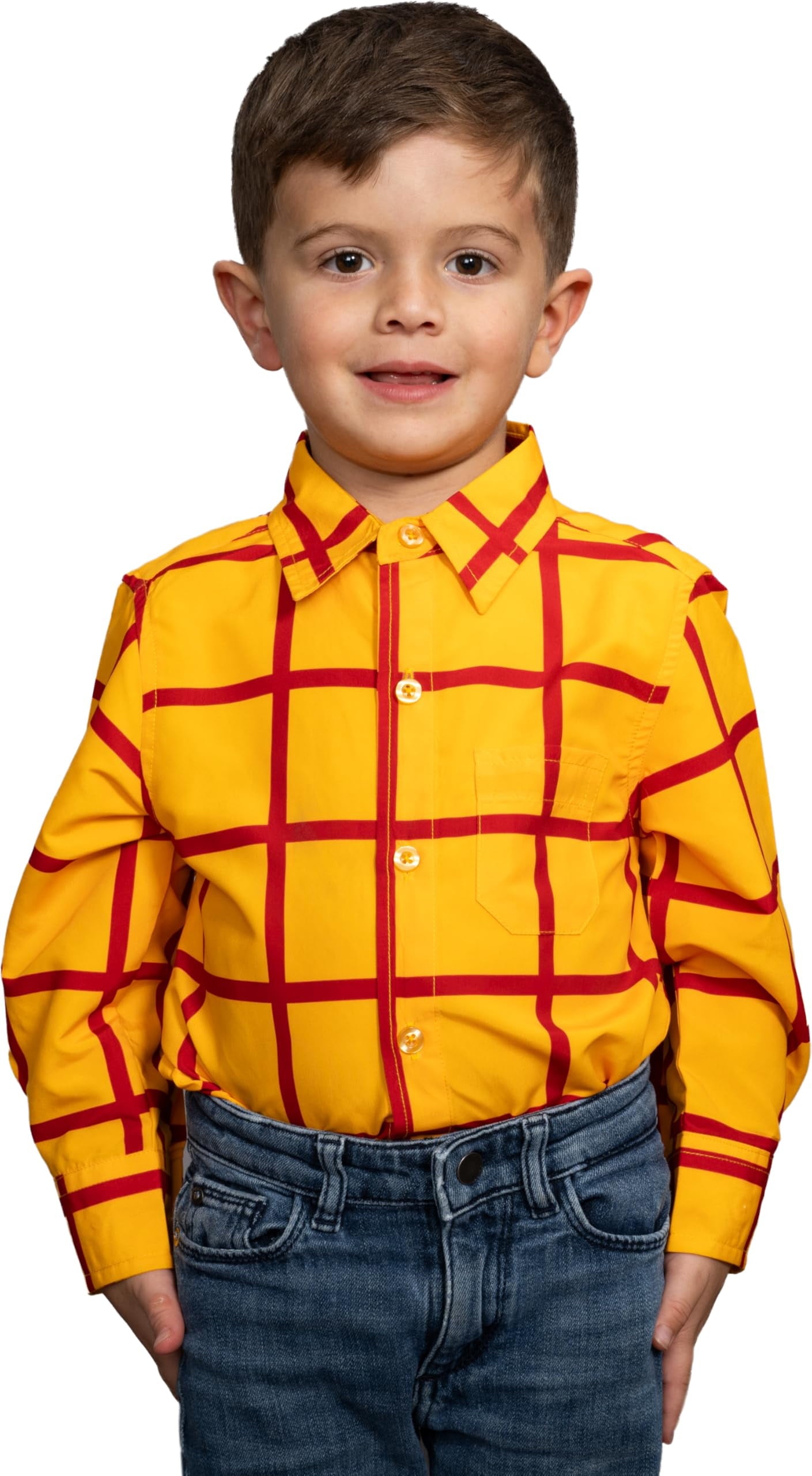 Sheriff Woody Cowboy Shirt Kids Children Halloween Costume Cosplay Yellow