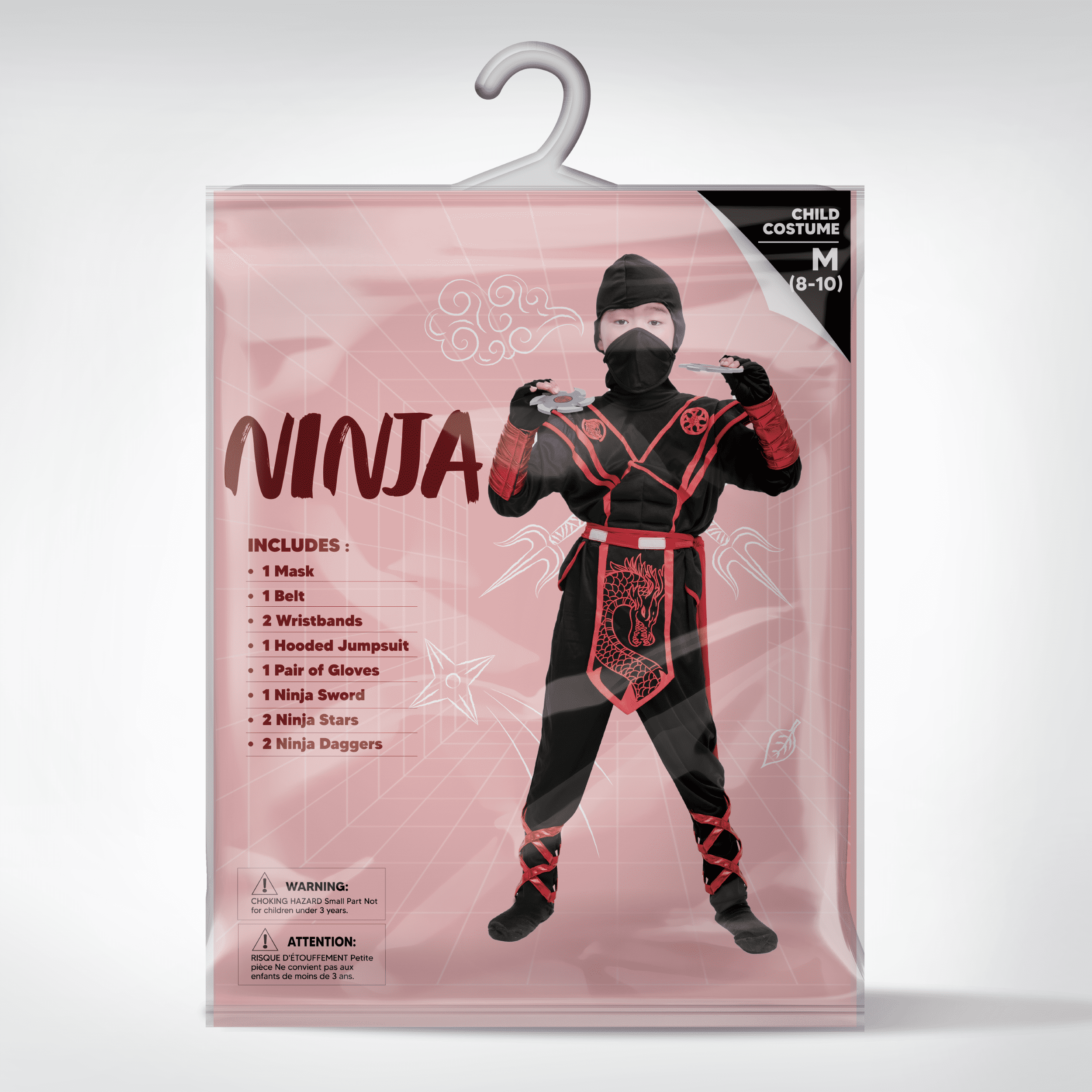  Ninja Costume for Kids, Ninja Dragon Costume Set, Boys Halloween Outfit for Dress-up and Role-play Party