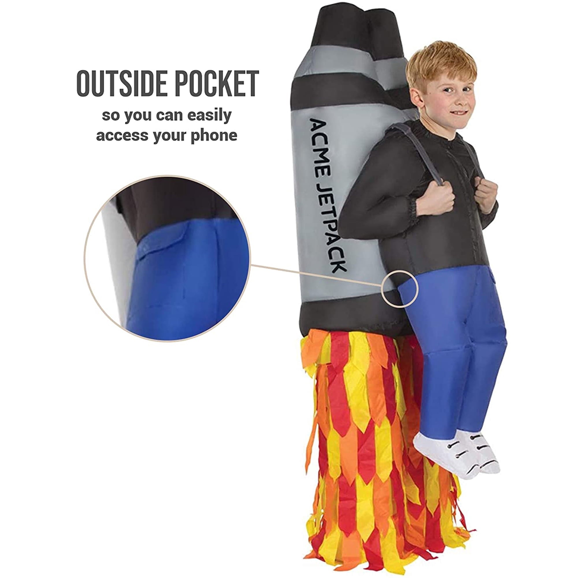  Kids Jetpack Pick Me Up Inflatable Costume Boys Rocket Jet Pack Halloween Multicolor One Size