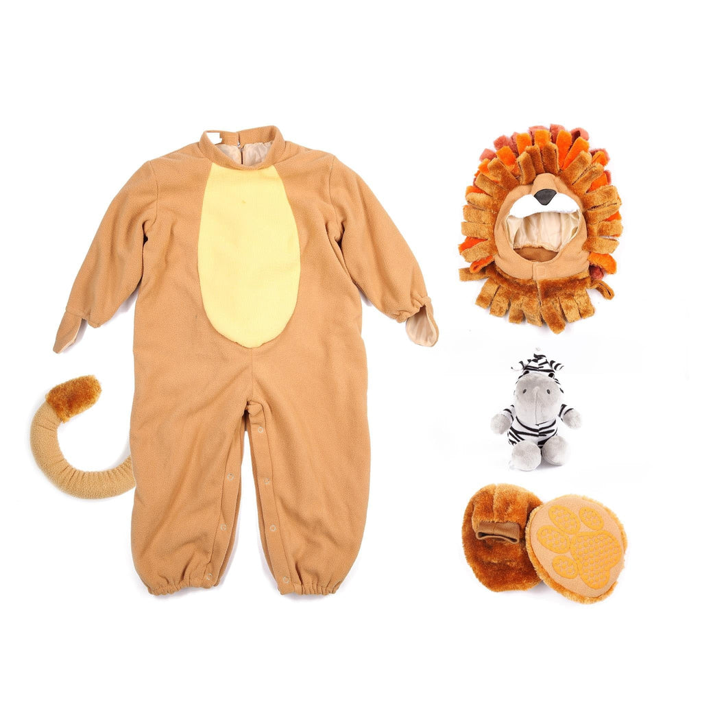  Baby Lion Costume with Toy Zebra for Infant, Halloween Animal Themed Party Role Playing Cosplay 18-24 Months