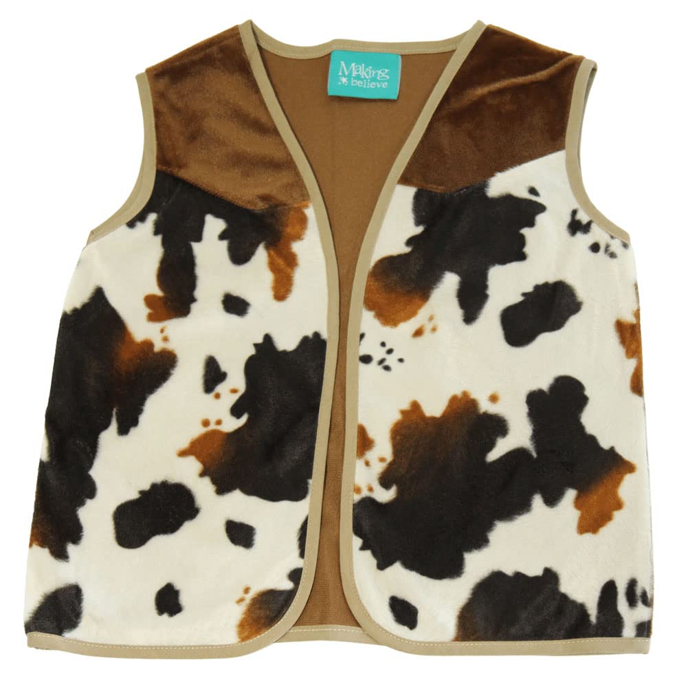 Making Believe Kids Western Rodeo Cowboy or Cowgirl Classic Costume Set - Vest, Black Hat, Bandanna - Size 6-8