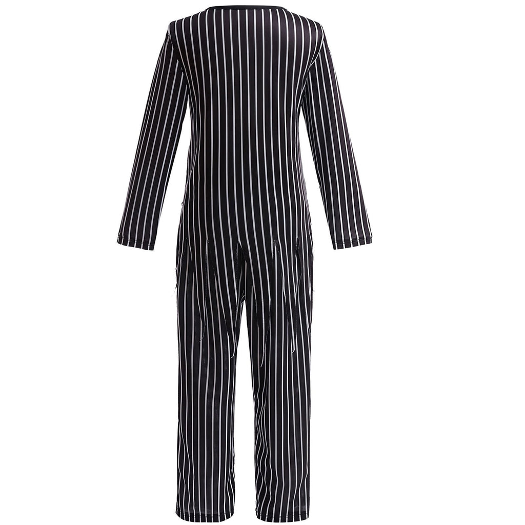 Kids Gothic Skeleton Costume Set 2PC Halloween Christmas Cosplay Outfit Black Striped Tuxedo Role Play Dress Up for Boys Girls Toddlers