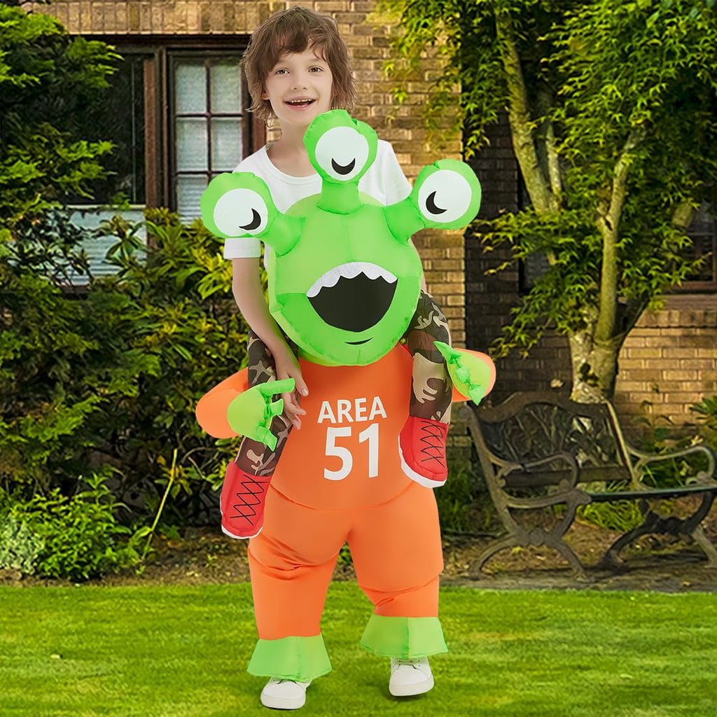 COMIN Halloween Inflatable Alien Costume Kids Cosplay Costumes Funny Ride on Blow Up Costumes Alien Suit for Teens