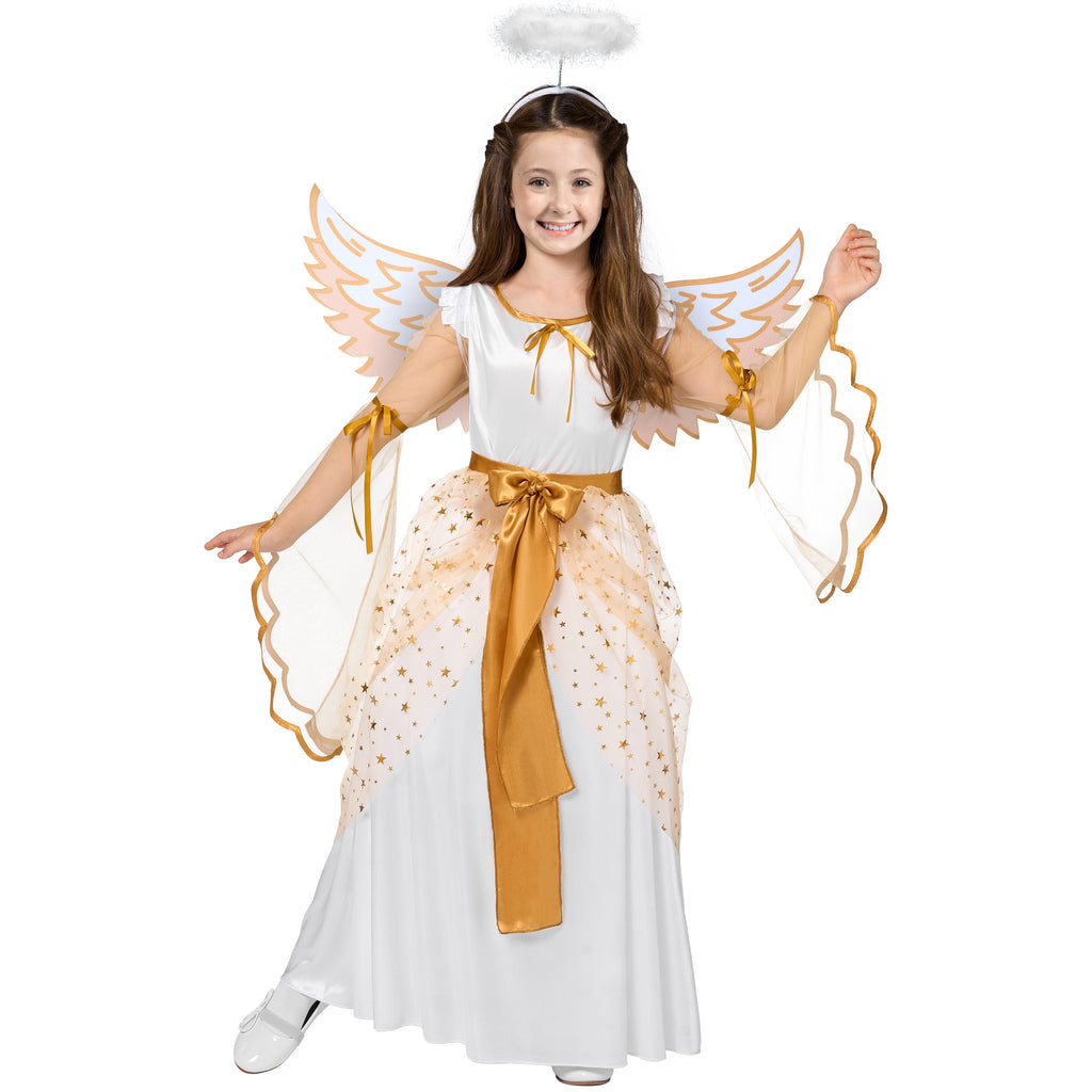  Halloween Angel Costume for Girls, Angel Dress for Kids, Guardian Angel Set for Halloween Costumes Themed Party Cosplay