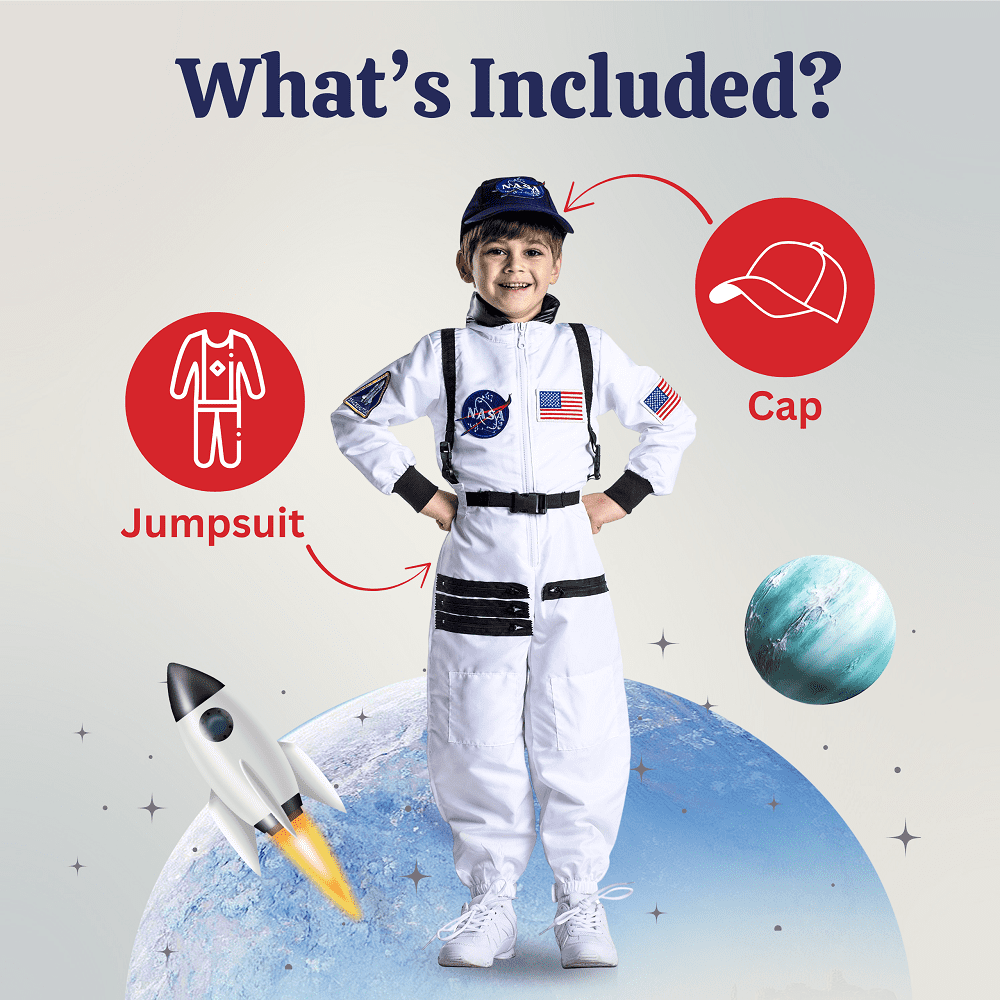 Dress Up America Astronaut Costume for Toddlers with NASA Patches, Toddler 2
