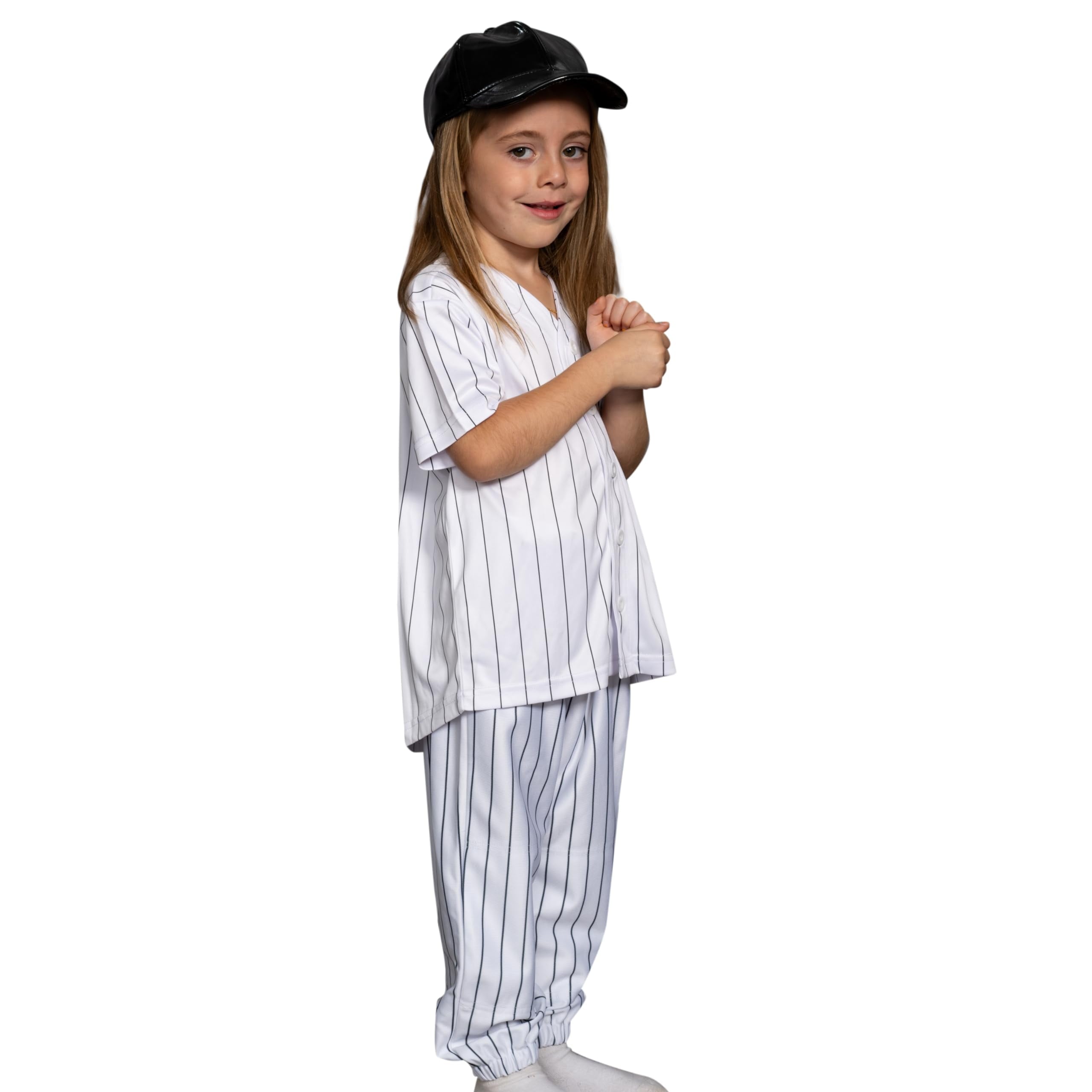 Warriors Baseball Team Pinstriped Jersey Pants and Hat Kids Halloween Costume Set