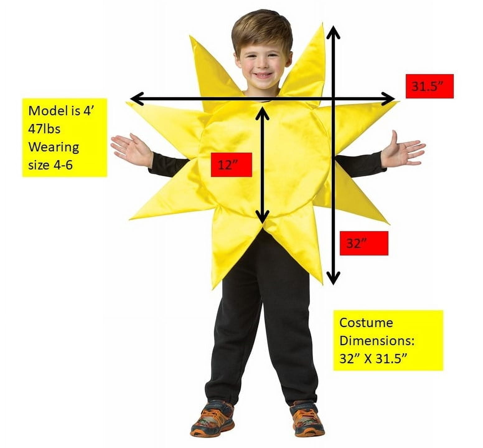  Sun Kids Halloween Costume, Child Size 4-6x, 6303-46