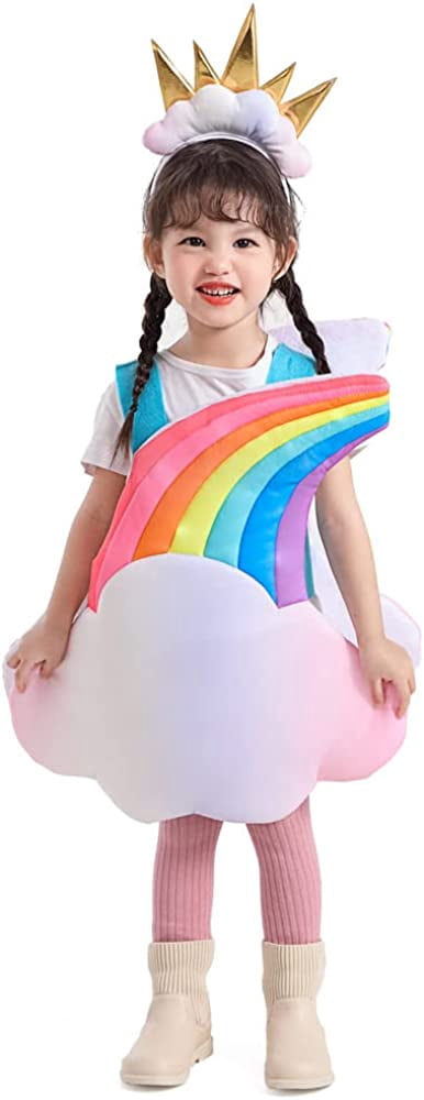 Seasons Child Light Up Rainbow Costume, Size 3-4T, Cloud 7 Colors Rainbow Outfits with Sun Headpiece
