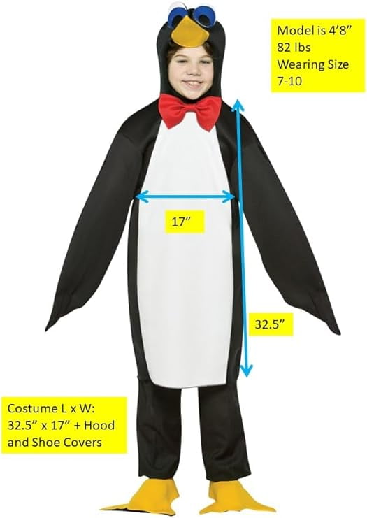  Black and White Penguin Lightweight Child Halloween Costume, One Size, (7-10), Unisex
