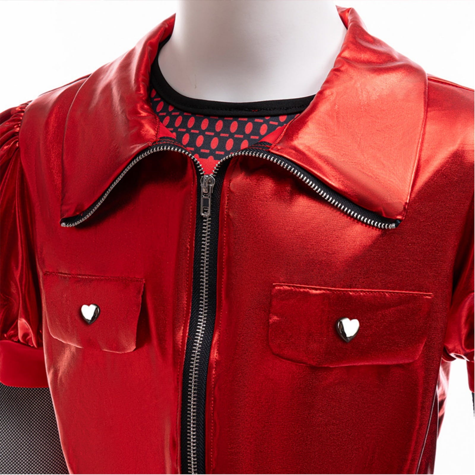 Kids Red Costume Girls Short Sleeves Jacket Top Flared Pants Wig 4pcs Halloween Princess Dress up 5-15Y