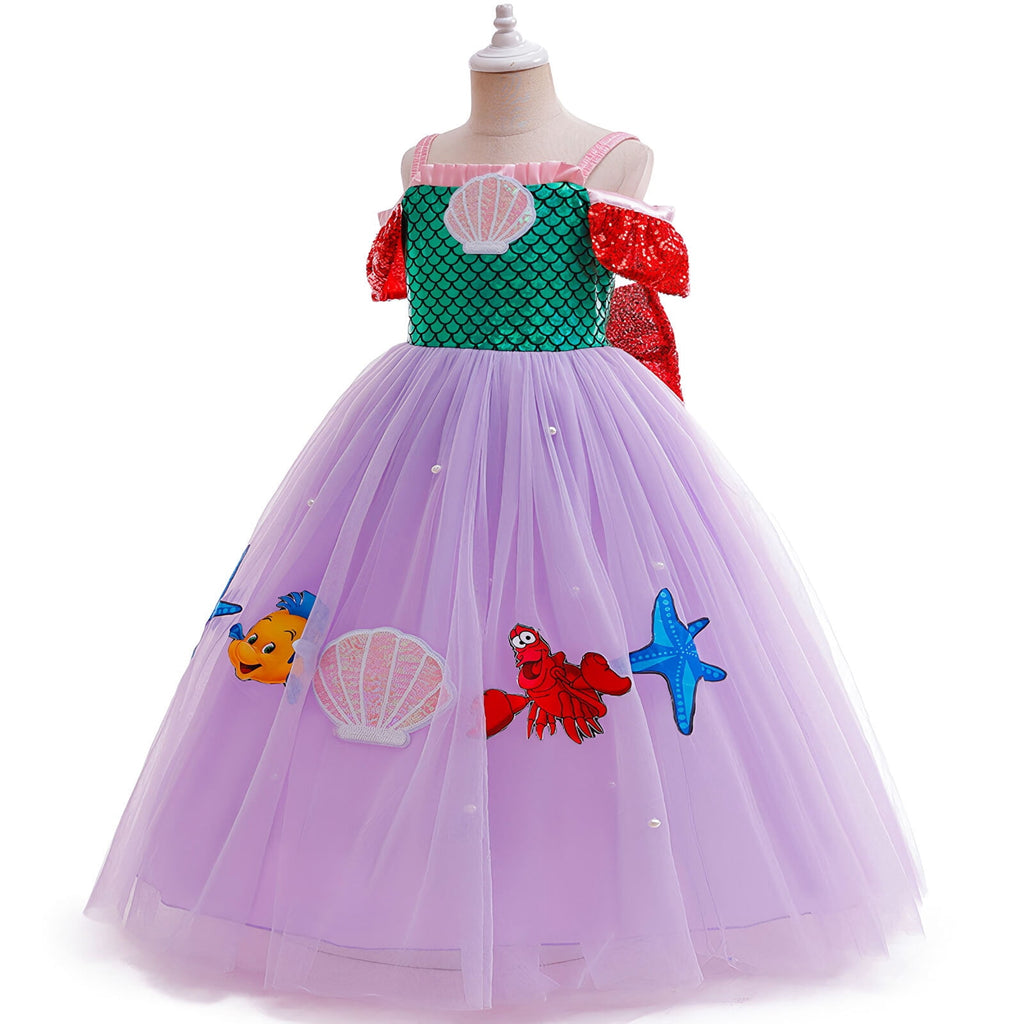 Girls Mermaid Princess Dress w/Accessories Halloween Costume Dress up 7-8 Year