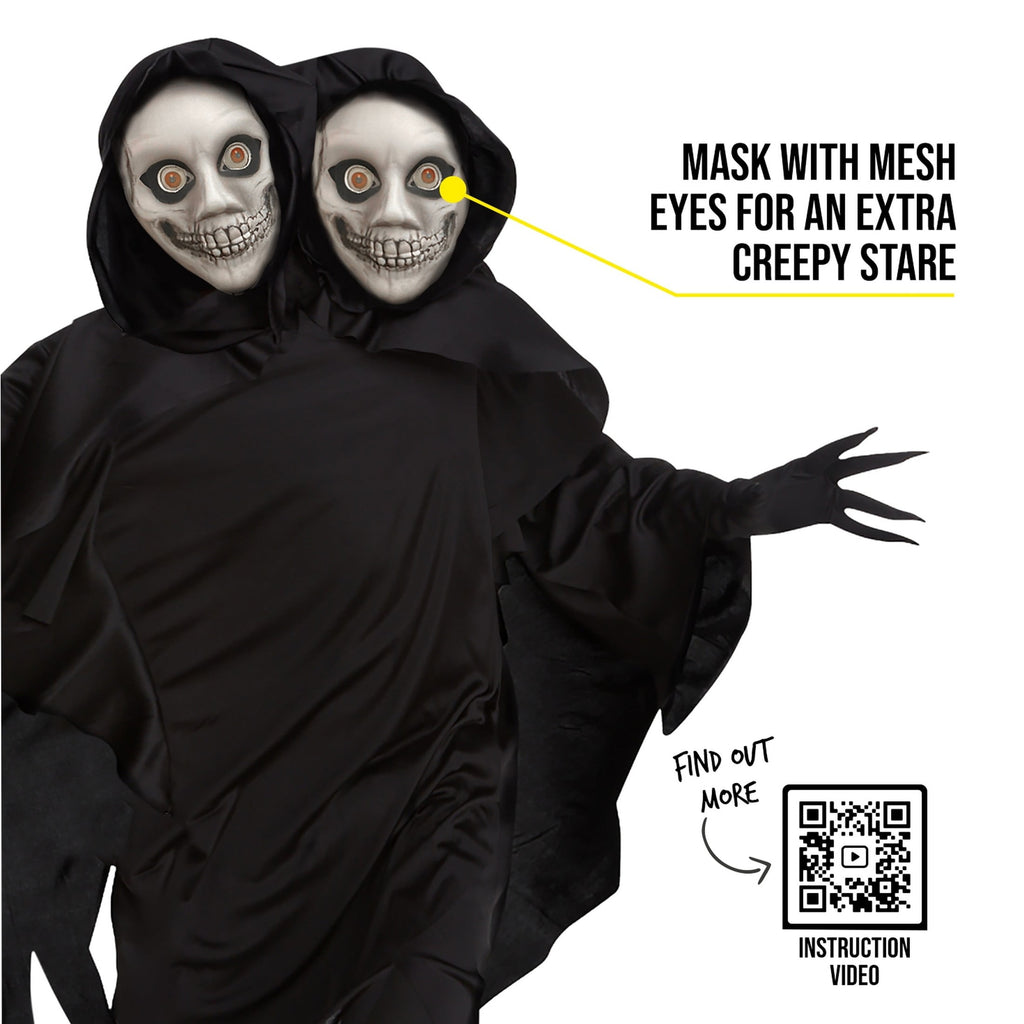  Kids 2 Headed Ghoul Costume Boys Girls Grim Reaper Death Halloween Halloween Black M