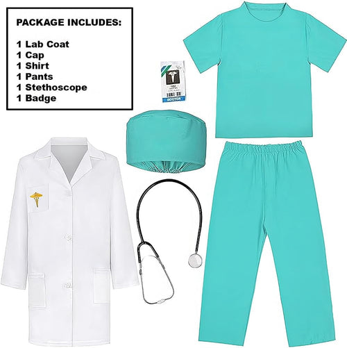 Amscan Unisex Doctor Halloween Costume for Kids, Includes Coat, Shirt, Pants, Hat, Stethoscope and Badge