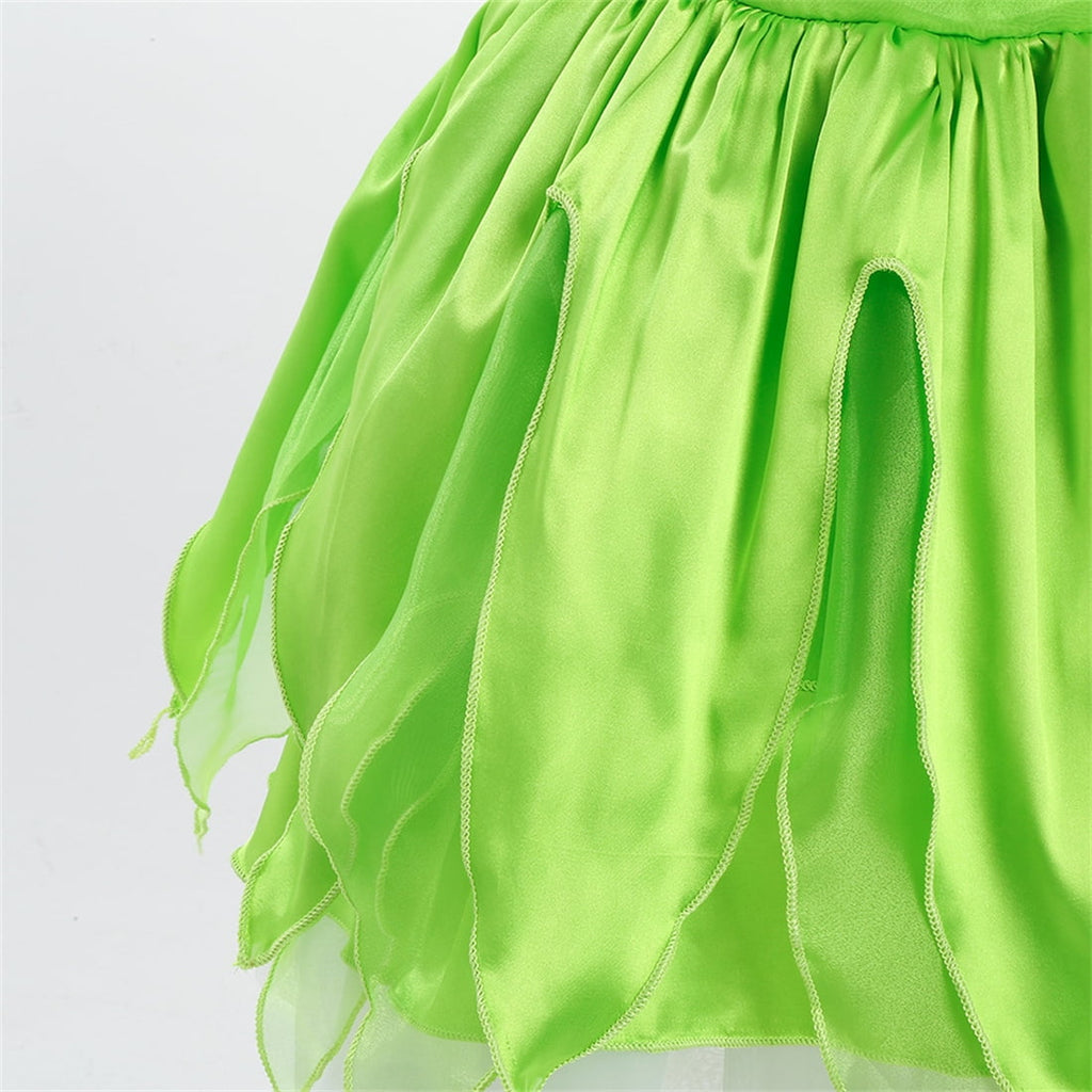  2-10Y Green Fairy Princess Dresses for Girls Christmas Halloween Costume Cosplay Dress Up with Wing & Accessories