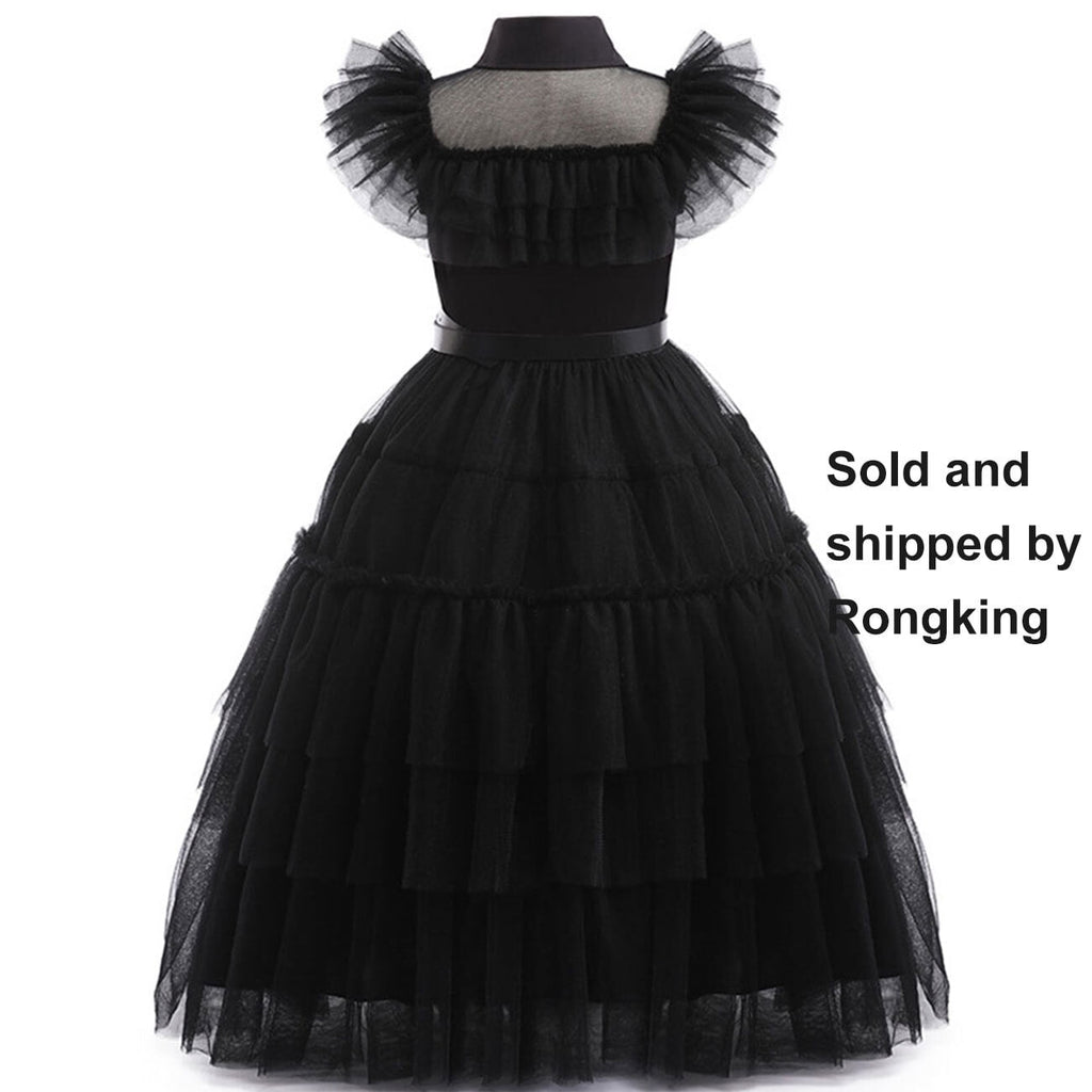  Black Mesh Cosplay Fancy-Dress Costume with Adjustable for Child, Little Girls 120 for 5-6Y
