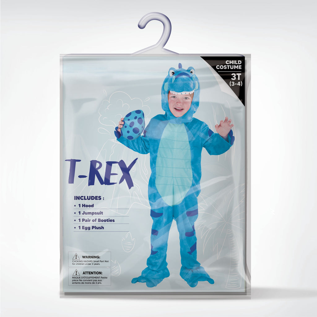  Halloween Realistic Blue Tyrannosaurus Rex Children's Dinosaur Costume (with Egg) Suitable for Infant and Toddler Halloween Dress up Party