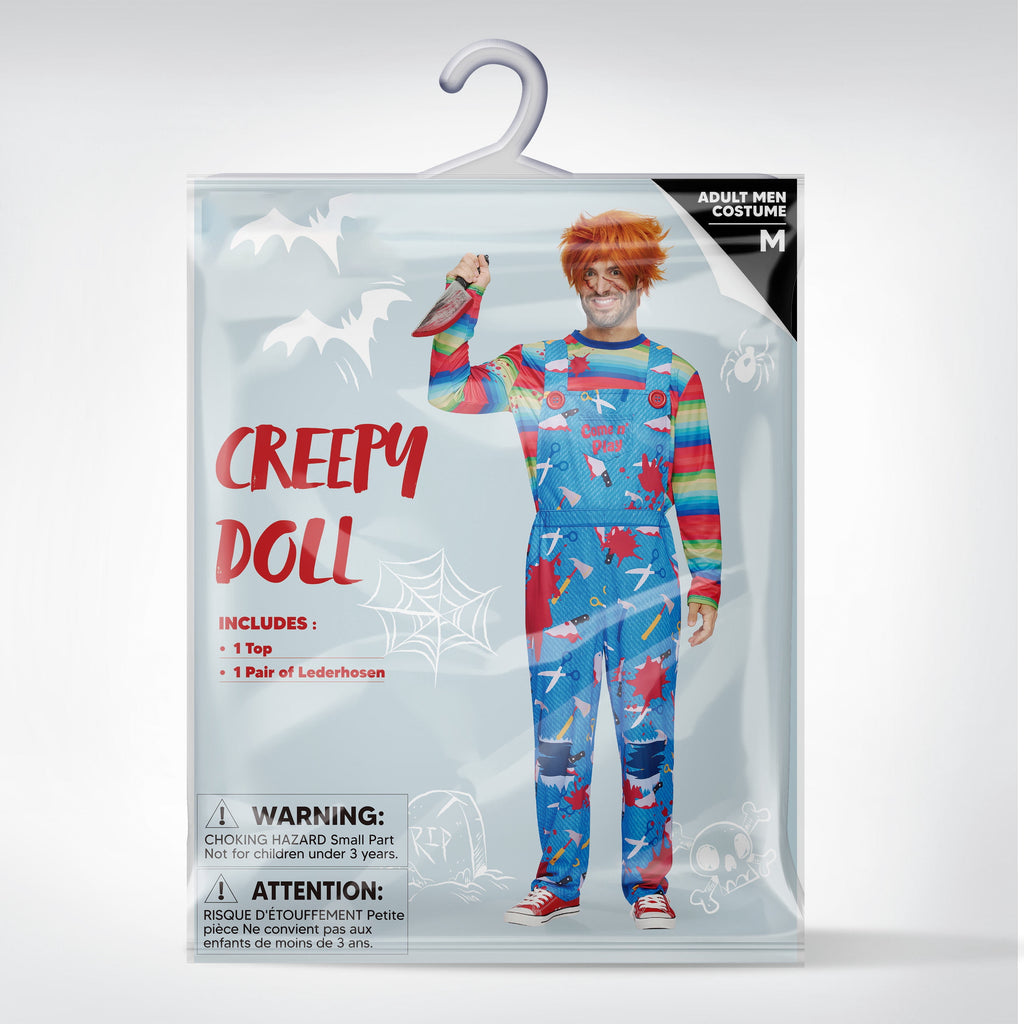  Men Killer Doll Costumes, Creepy Doll Costume for Adult Halloween Dress up Party Cosplay, Family Matching Costumes