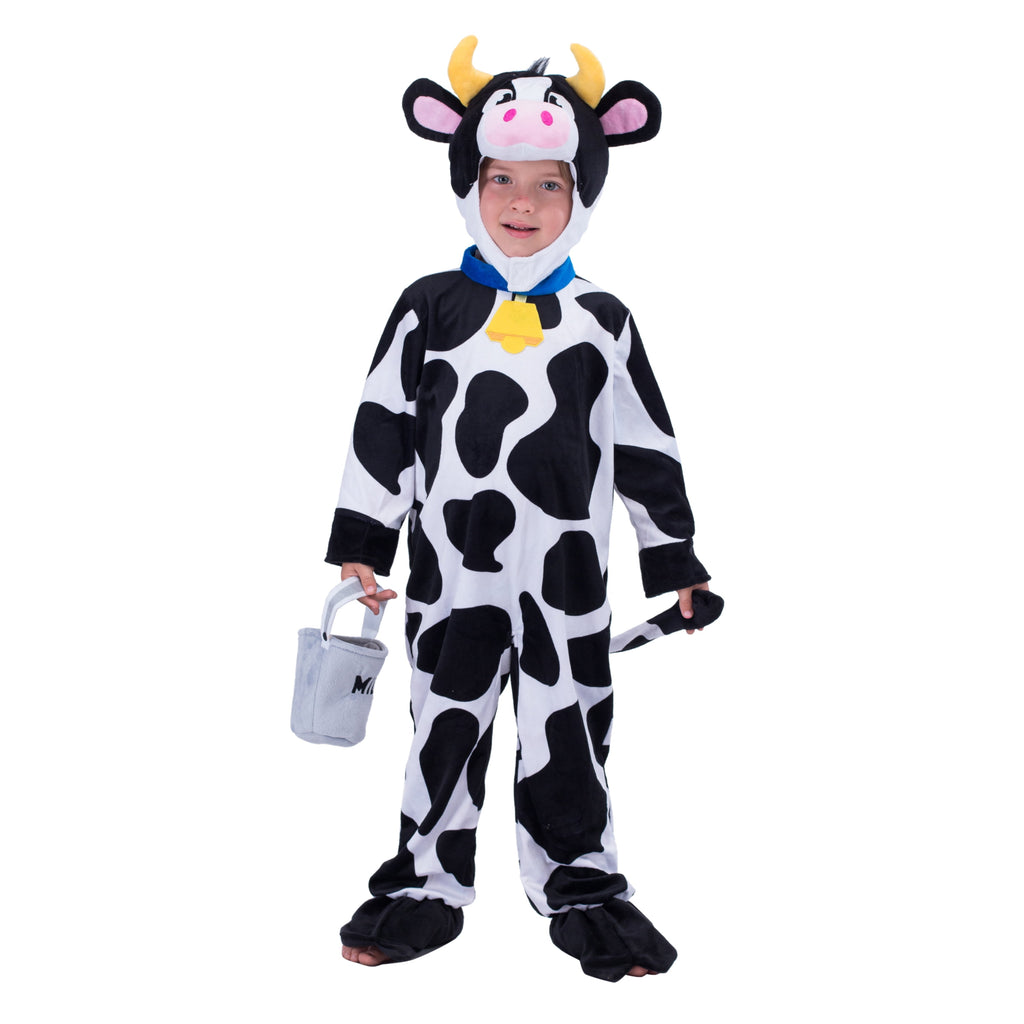  Baby Cow Costume with Milking Bucket for Toddler, Kids Halloween Farm Party Dress up Role Playing Cosplay 0-5 Years