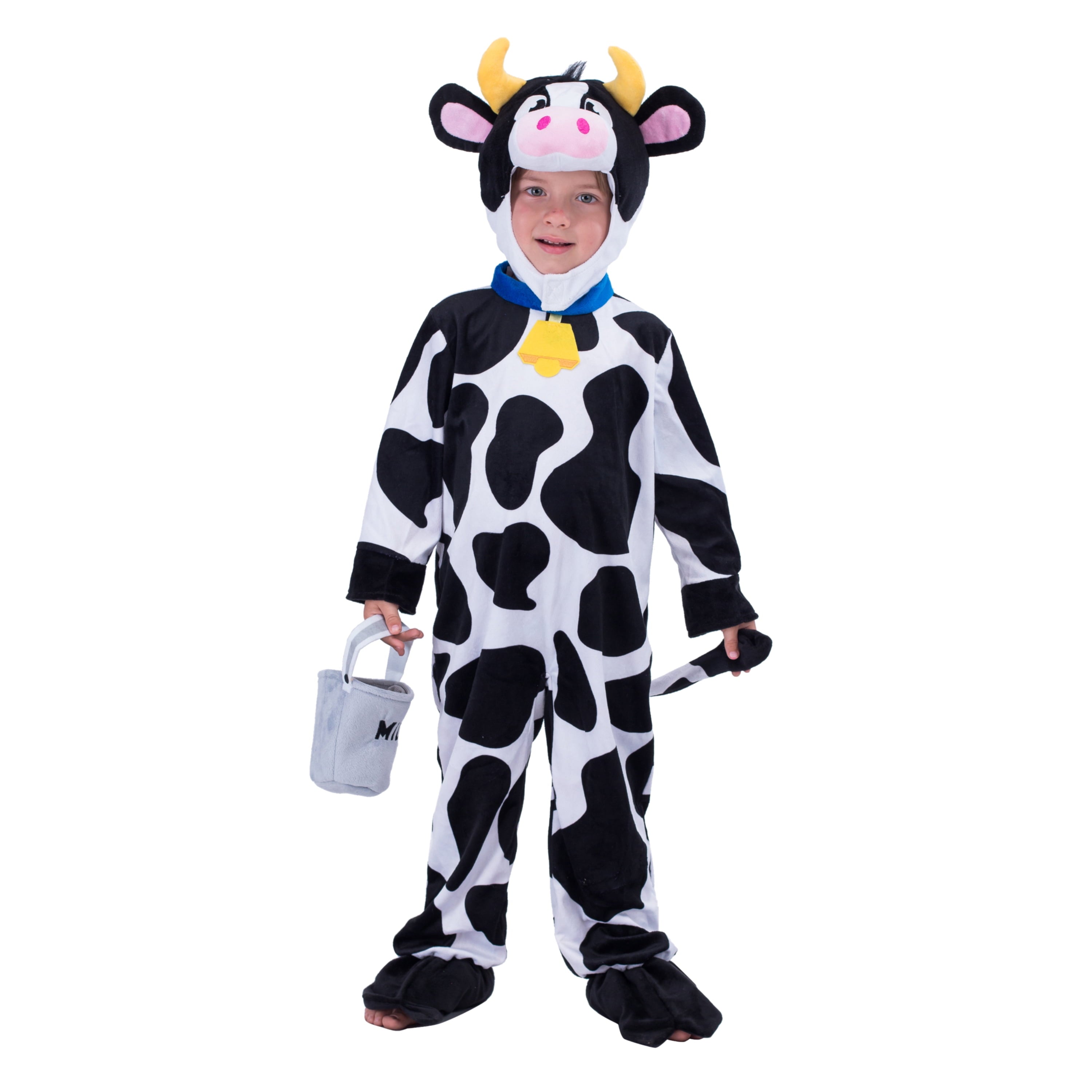  Baby Cow Costume with Milking Bucket for Toddler, Kids Halloween Farm Party Dress up Role Playing Cosplay 0-5 Years