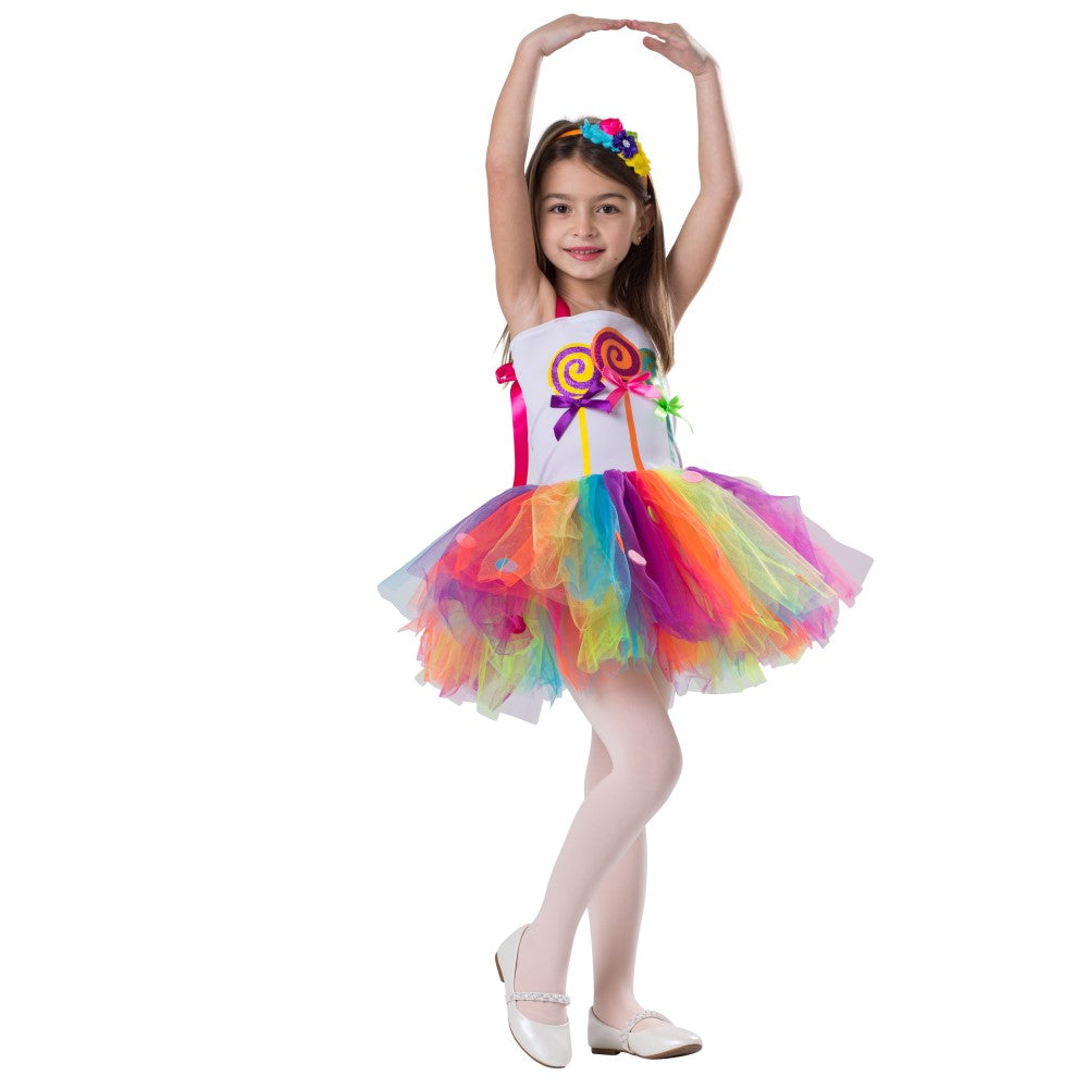 Dress Up America Candy Dress Costume For Kids- Candyland Tutu Dress Up for Girls - Halloween Candy Costume for Kids