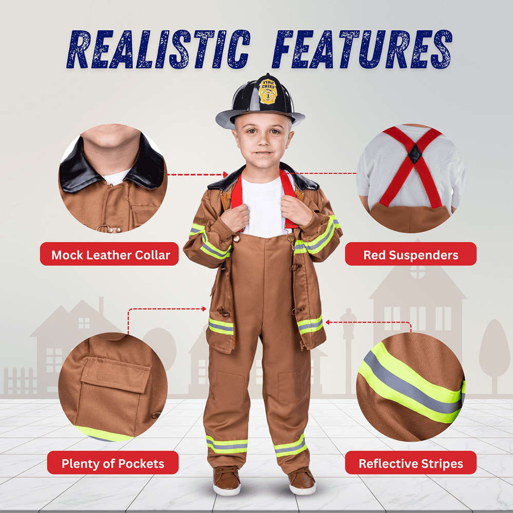 Dress Up America Fireman Costume for Kids - Role Play Firefighter Costume