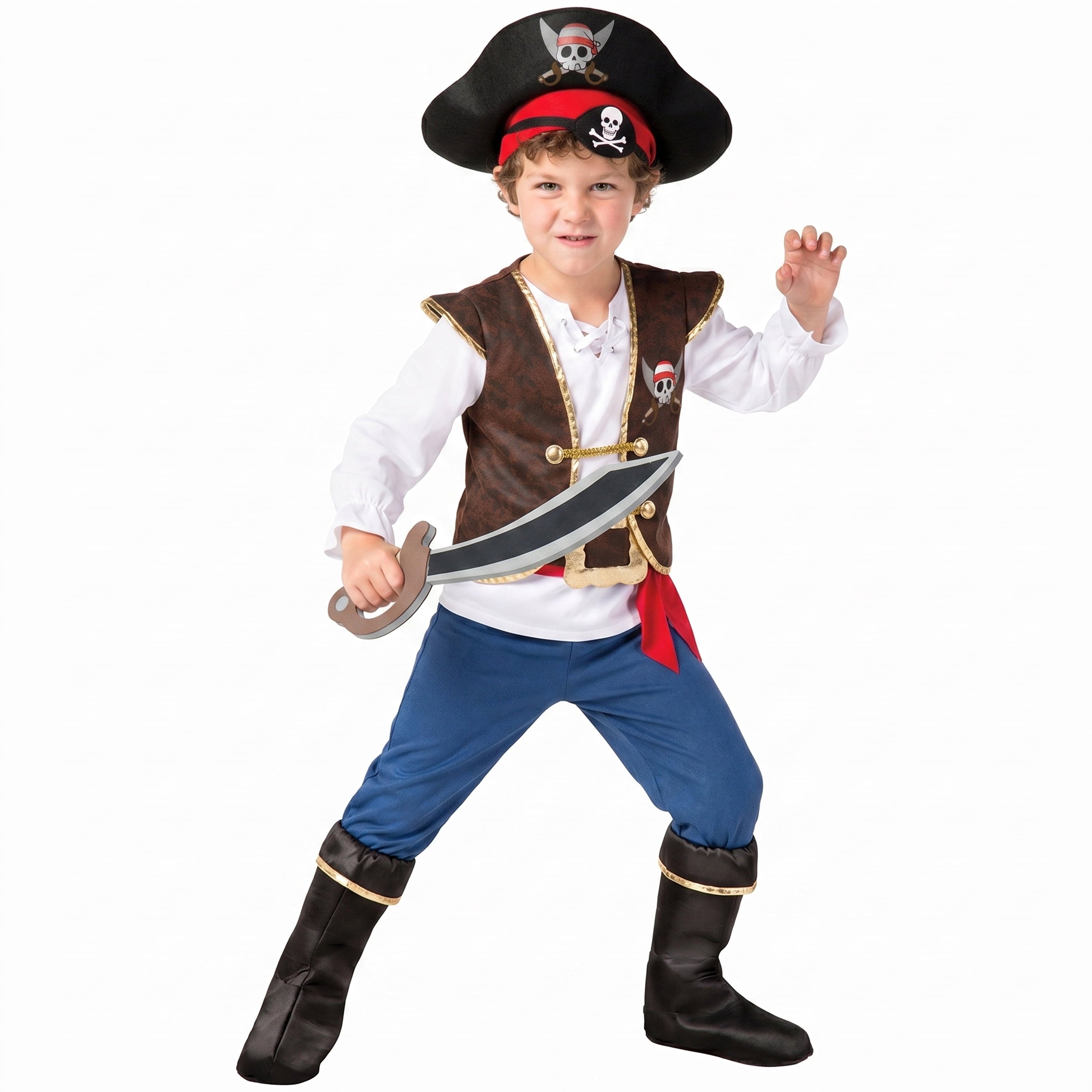  Halloween Pirate Costume for Kids, Boys Pirate Costume Set, Pirate Accessories Costume for Toddler Themed Party Cosplay Dress Up